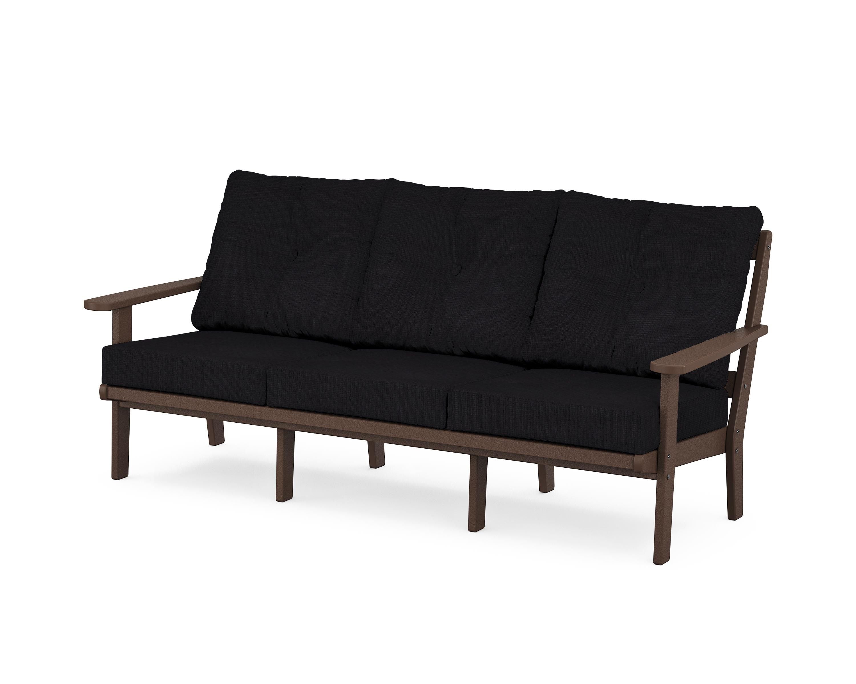 POLYWOOD® Mission Deep Seating Sofa in Mahogany / Midnight Linen