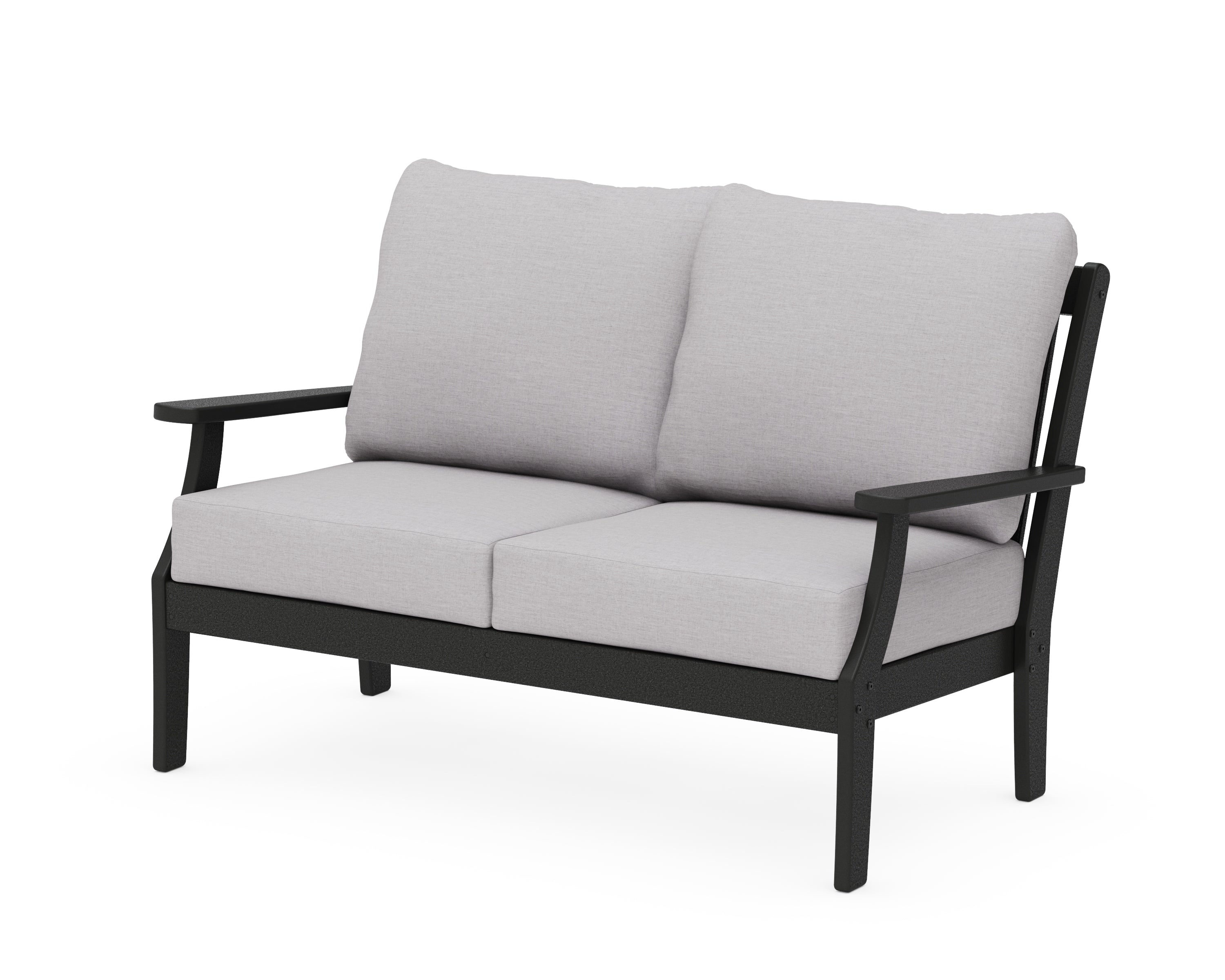 POLYWOOD® Braxton Deep Seating Loveseat in Black / Granite