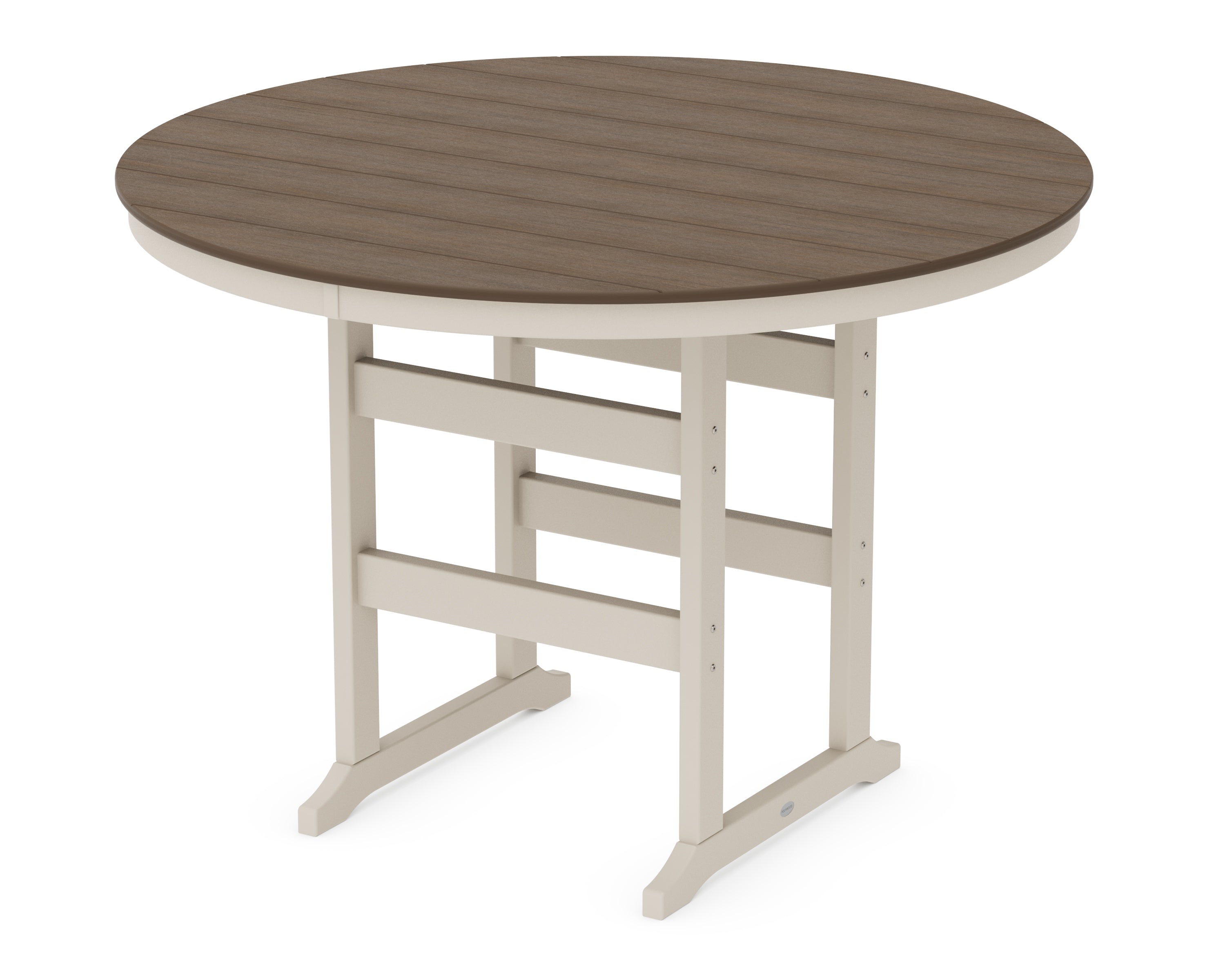 POLYWOOD® 60" Round Farmhouse Bar Table in Sand / Kona
