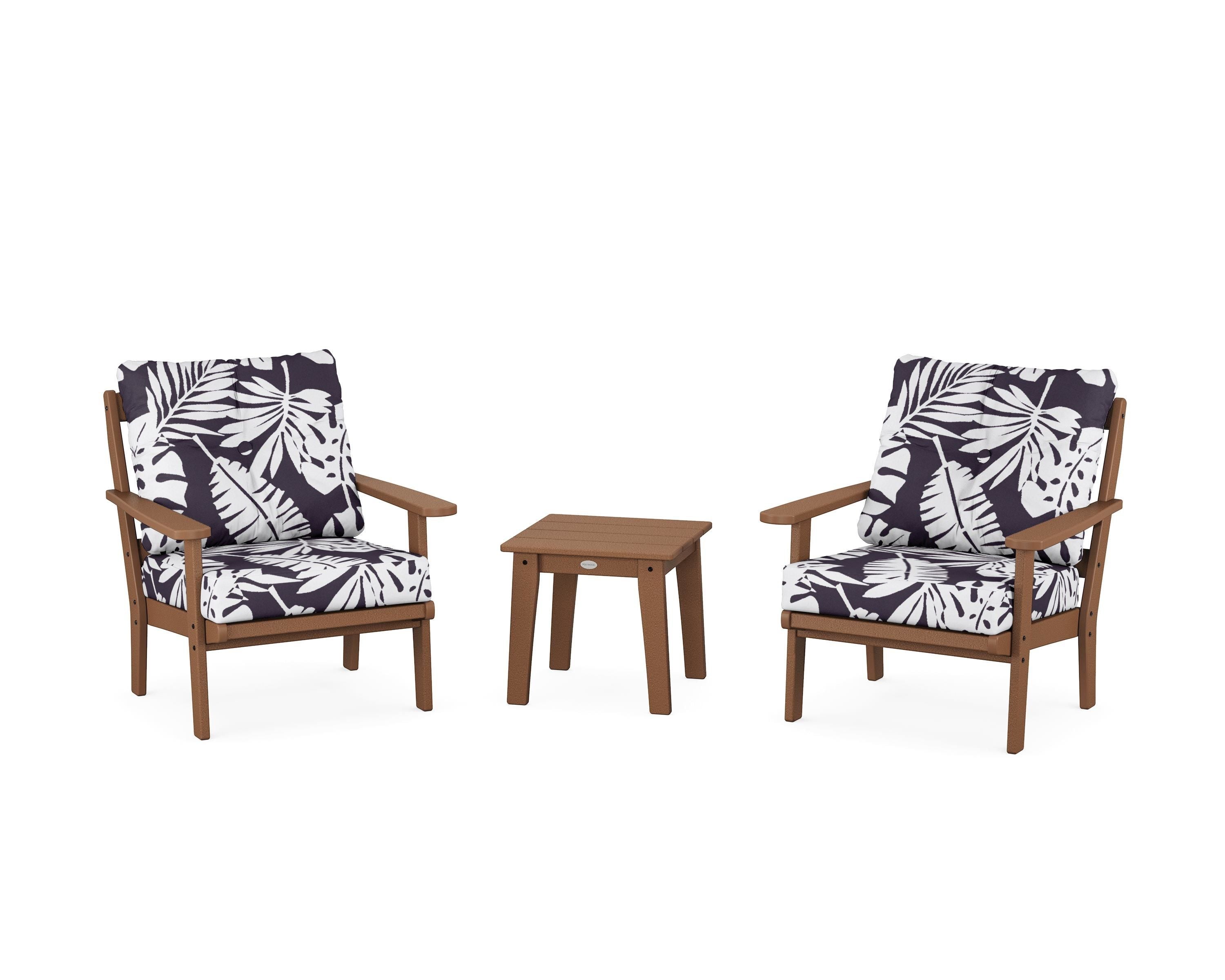 POLYWOOD® Mission 3-Piece Deep Seating Set in Teak / Leaf Navy