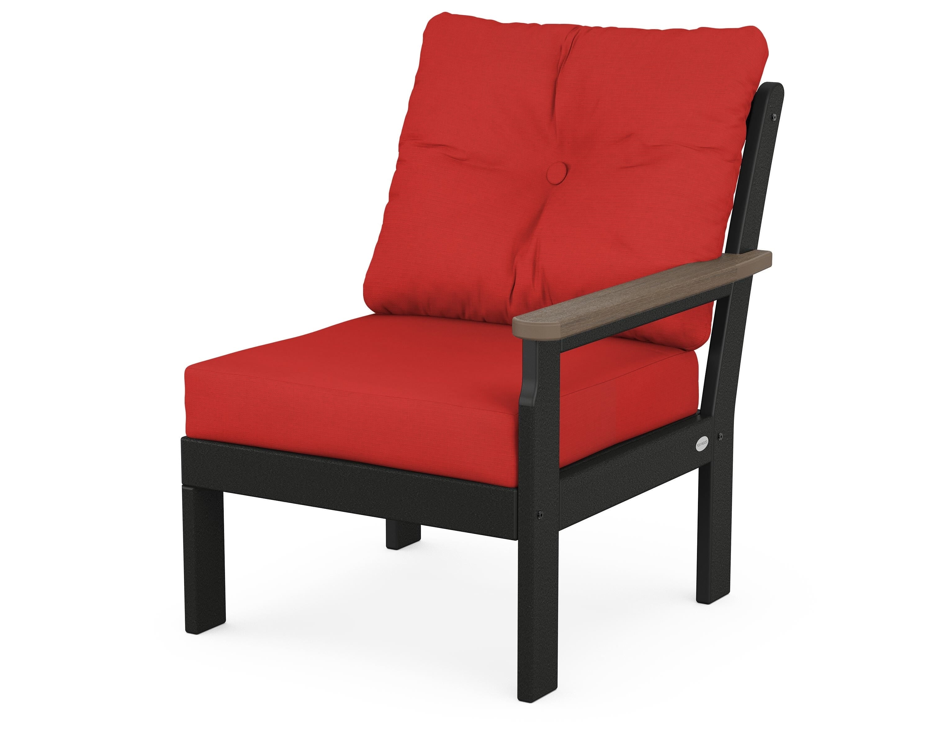 POLYWOOD® Vineyard Modular Right Arm Chair in Black / Kona / Crimson Linen