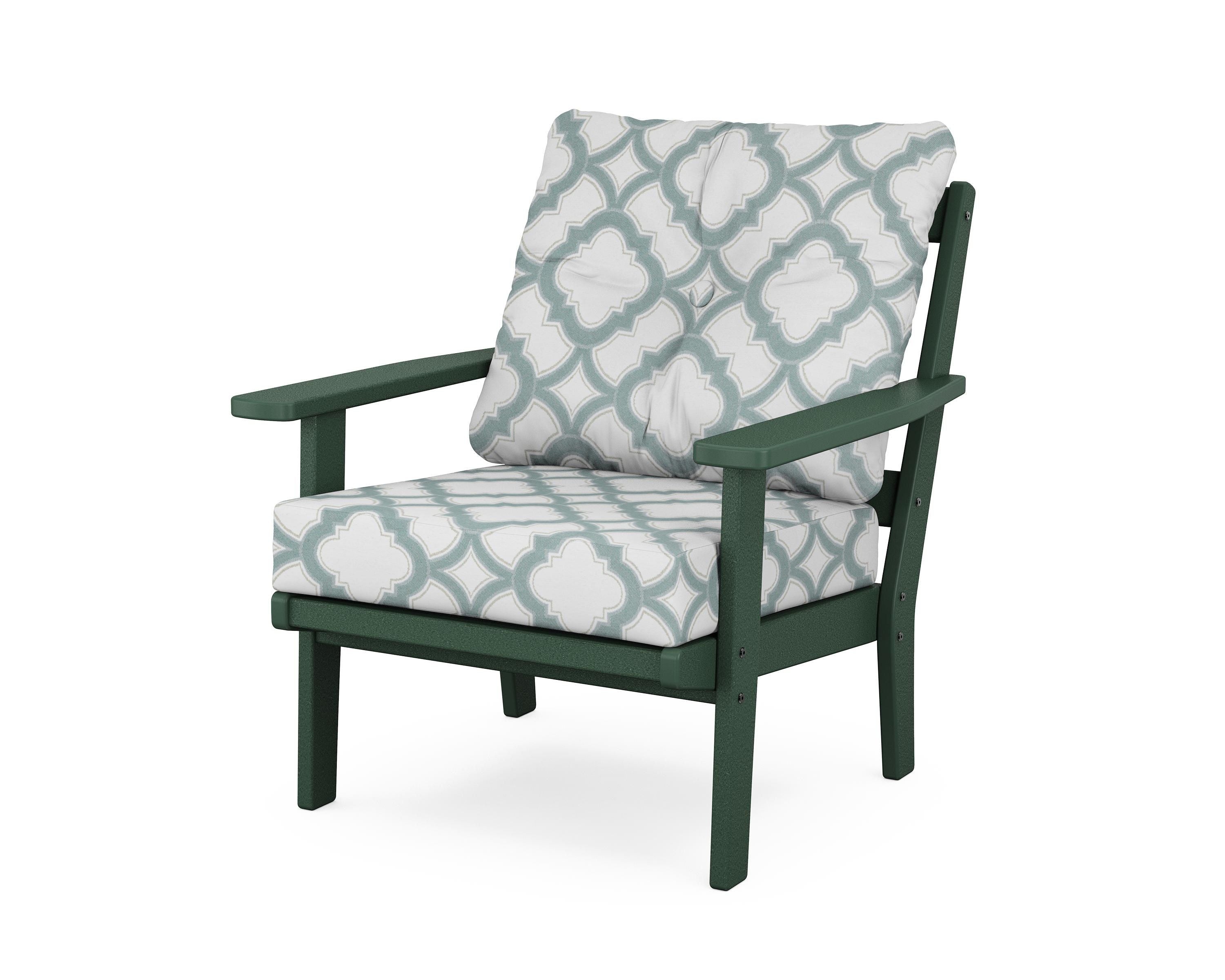 POLYWOOD® Prairie Deep Seating Chair in Green / Trellis Glacier Spa