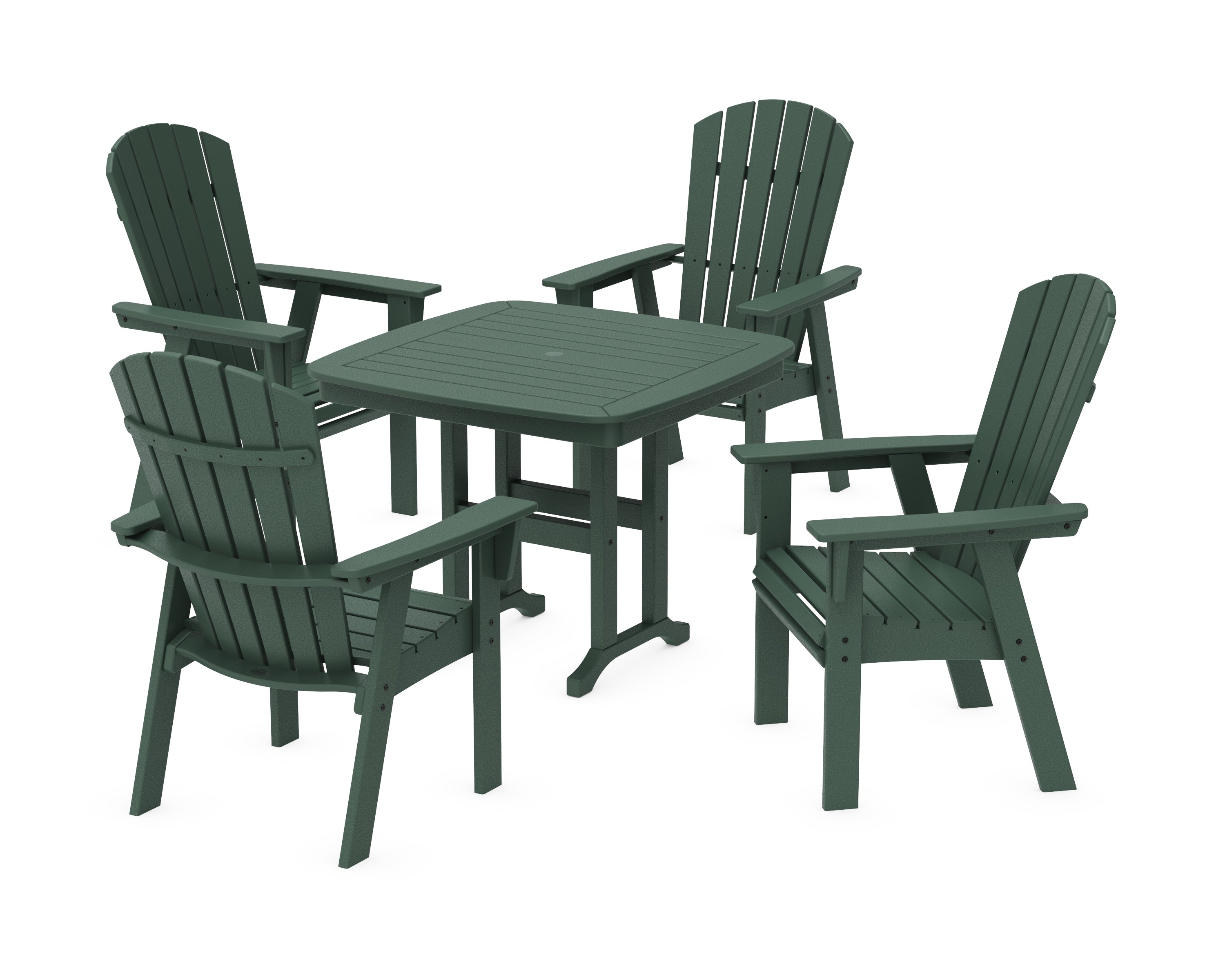 POLYWOOD® Nautical Curveback Adirondack 5-Piece Dining Set in Green