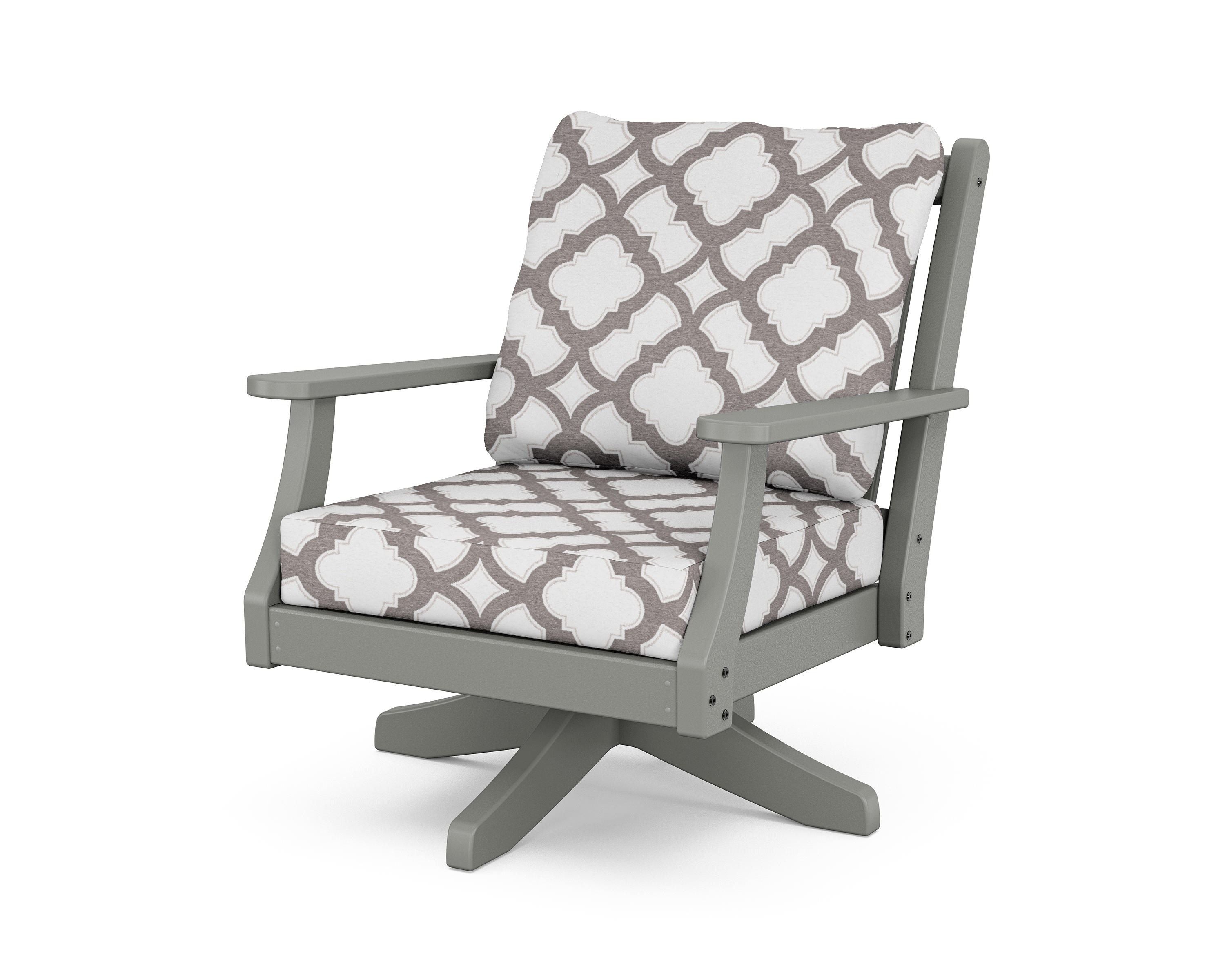 Country Living Wovendale Deep Seating Swivel Chair in Slate Grey / Trellis Grey Mist