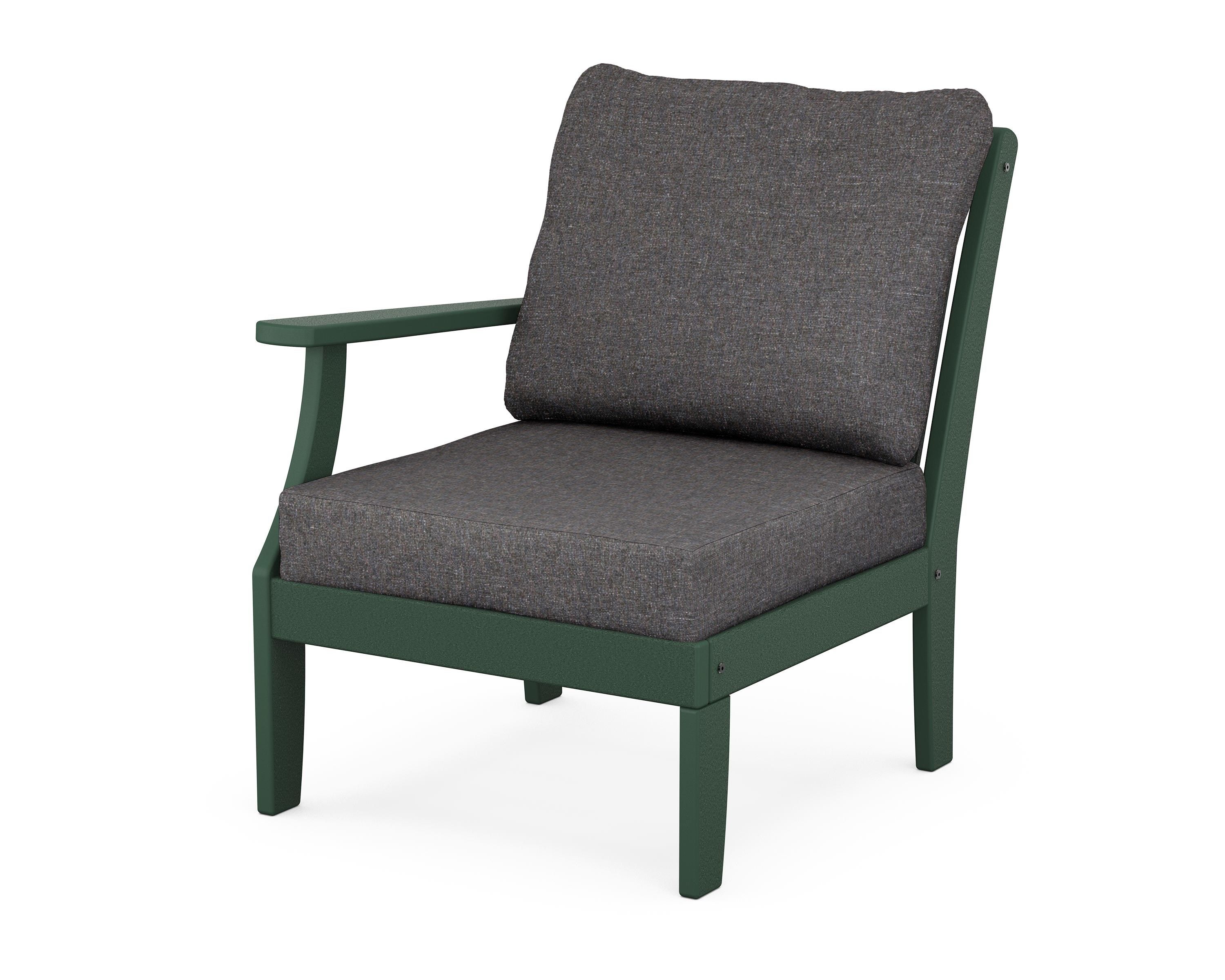 POLYWOOD® Braxton Modular Left Arm Chair in Green / Ash Charcoal