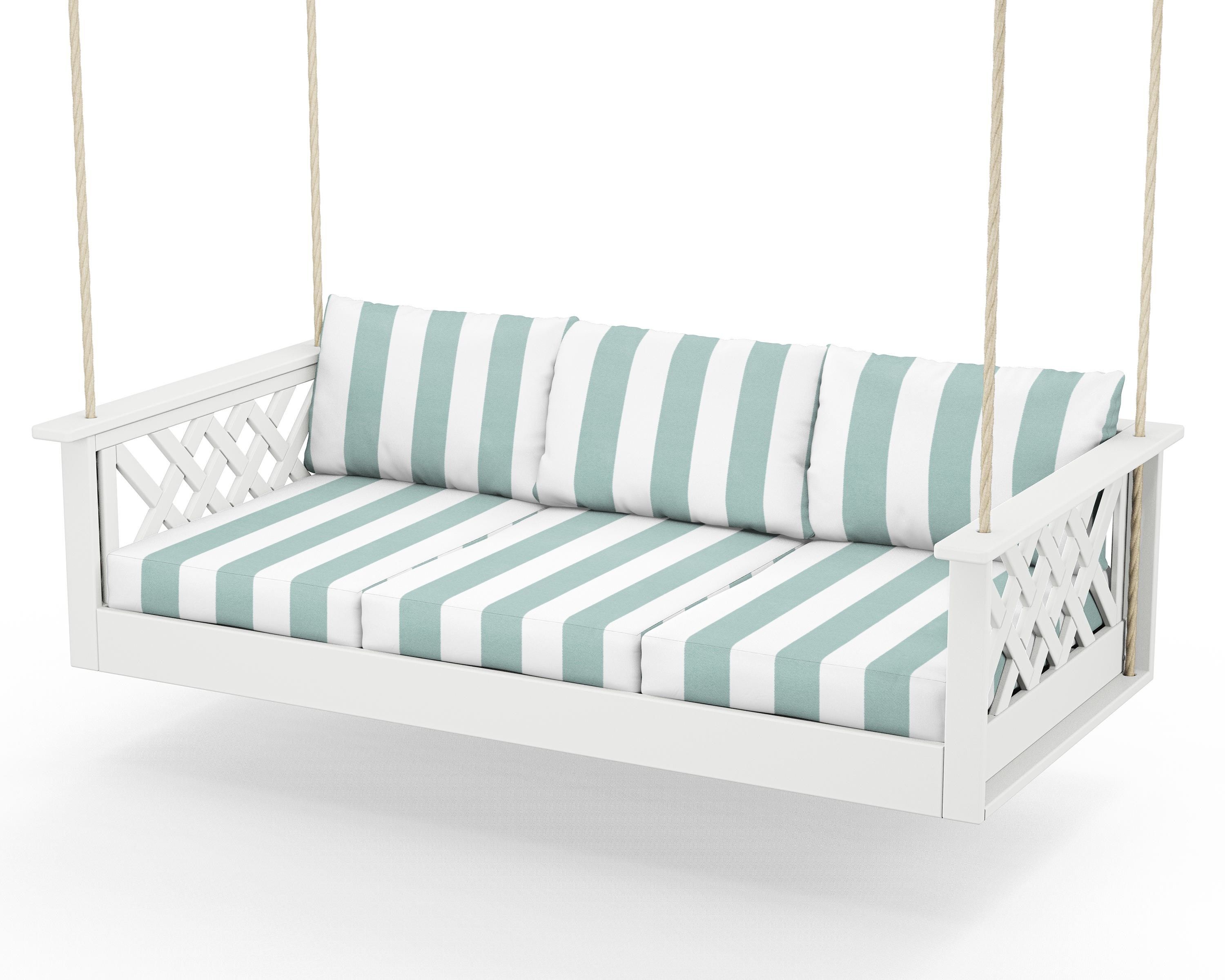 Country Living Wovendale Daybed Swing in White / Cabana Stripe Glacier Spa