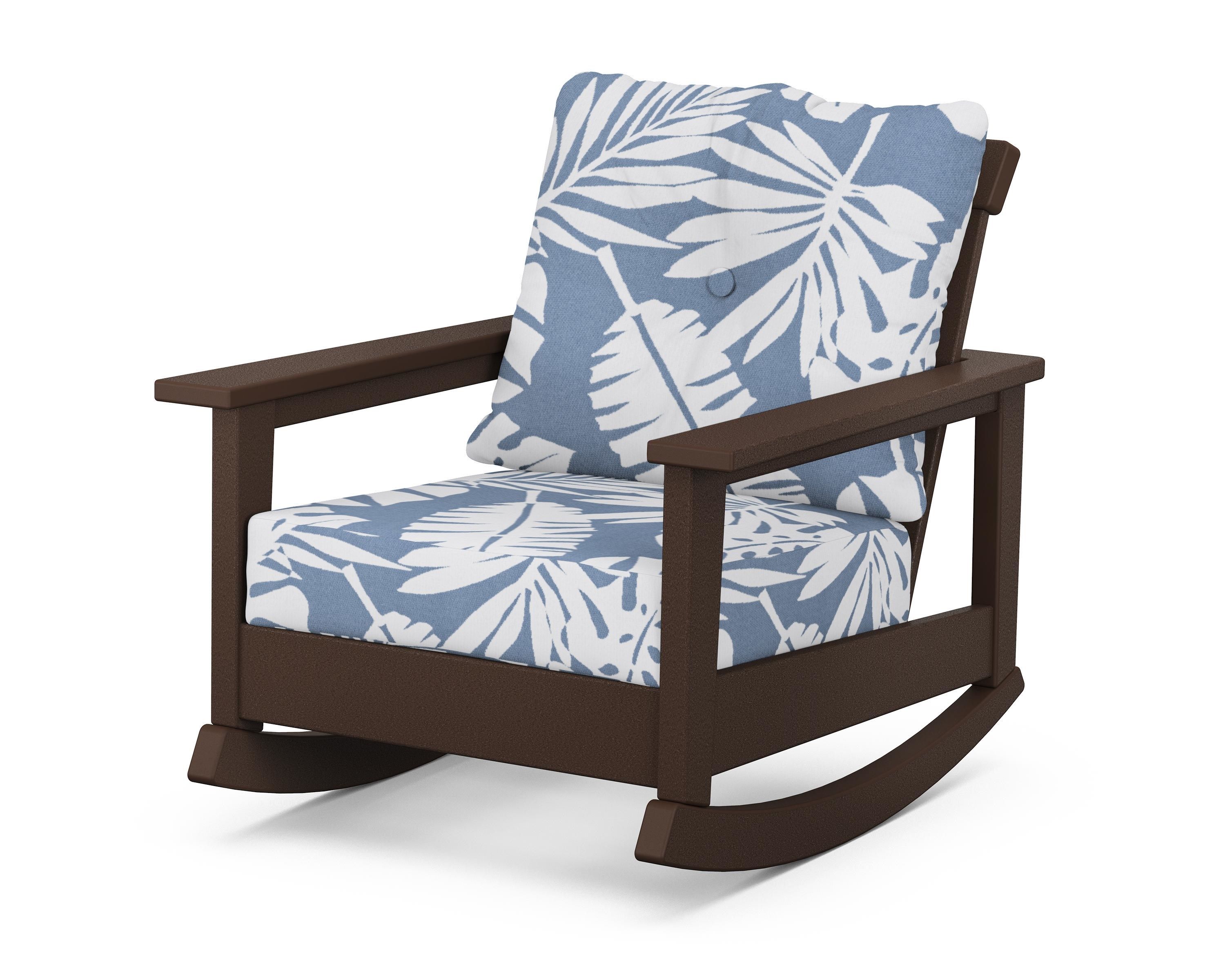 POLYWOOD® Prescott Deep Seating Rocking Chair in Mahogany / Leaf Sky Blue
