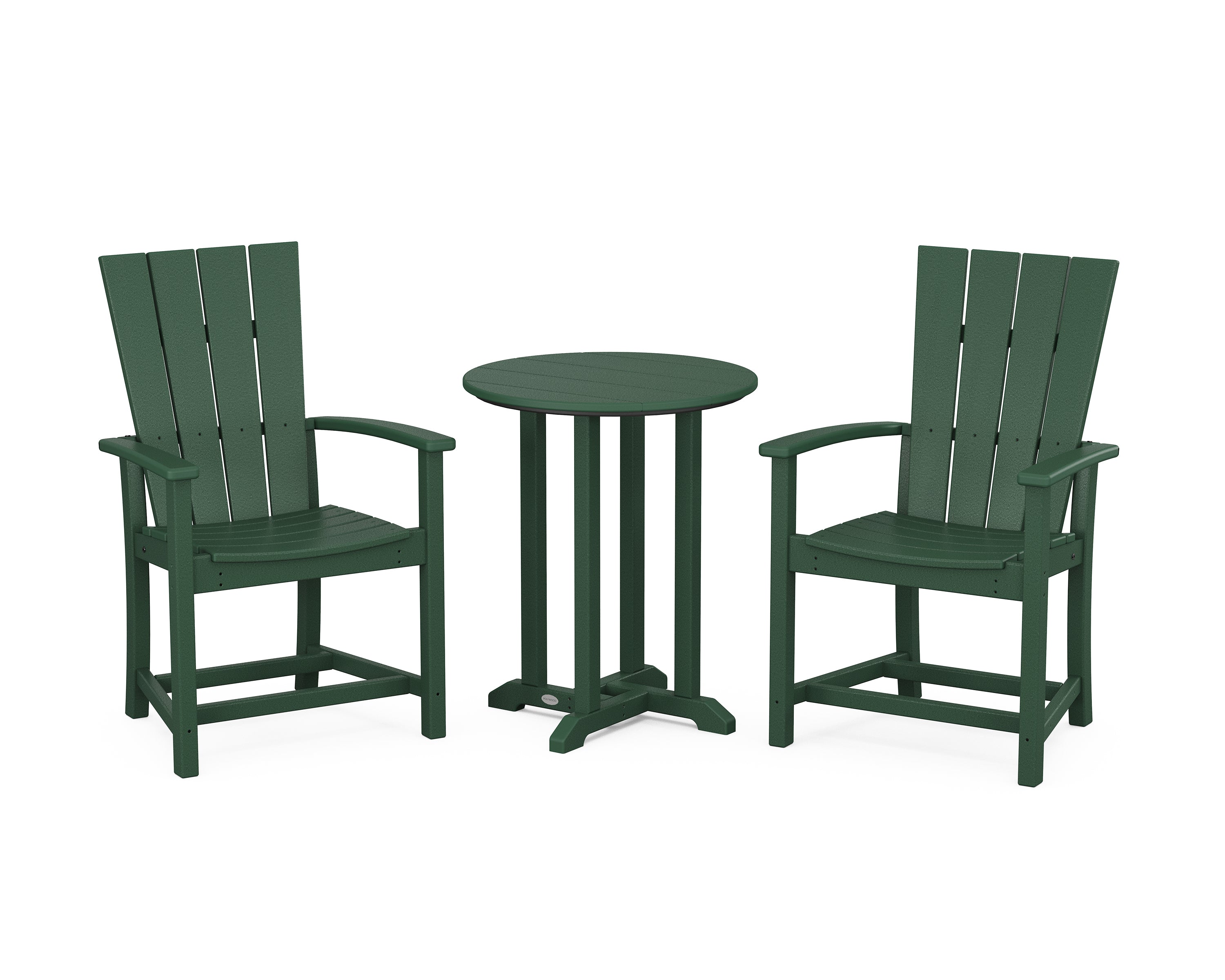 POLYWOOD® Quattro 3-Piece Round Farmhouse Bistro Dining Set in Green