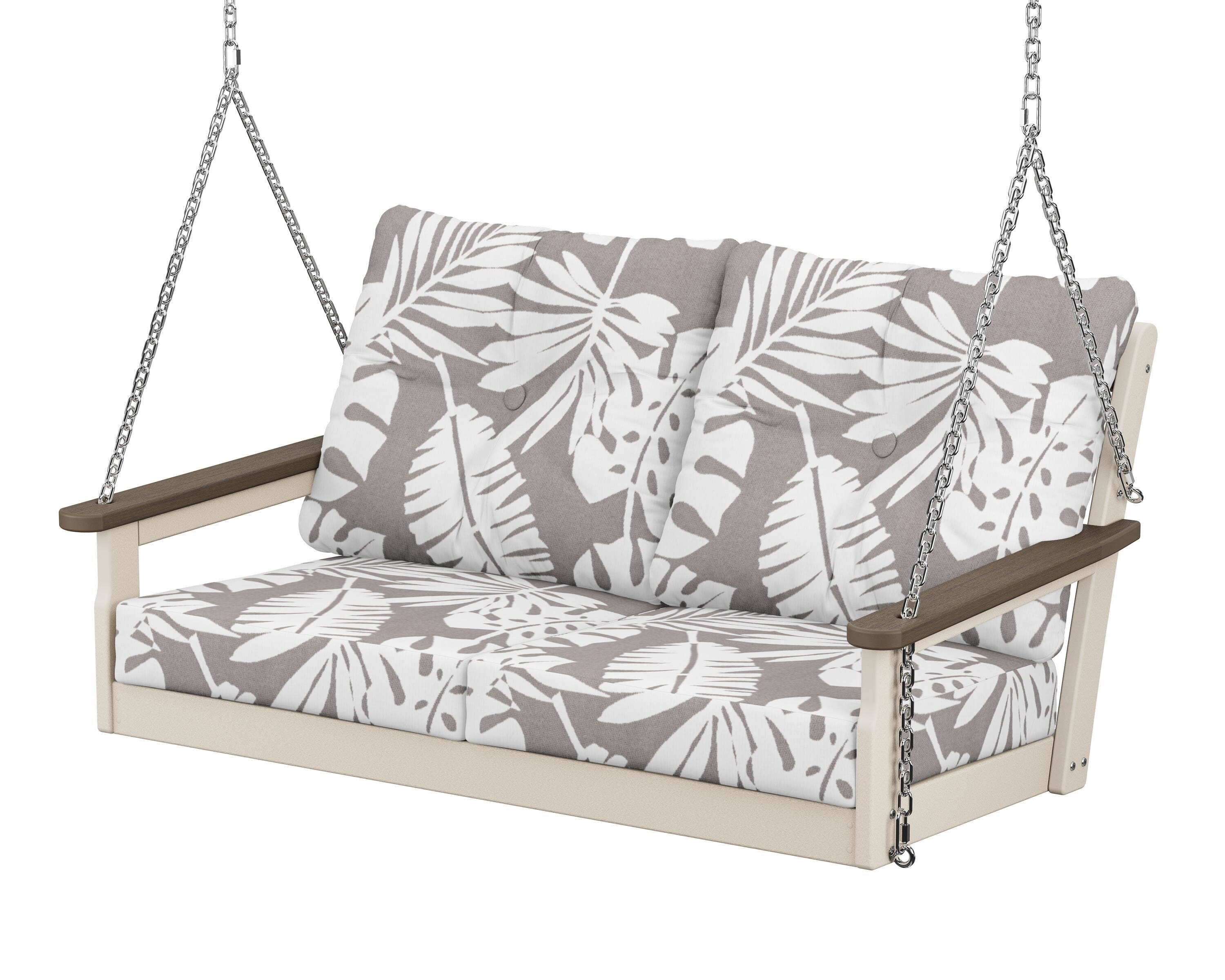 POLYWOOD® Vineyard Deep Seating Swing in Sand / Kona / Leaf Grey Mist