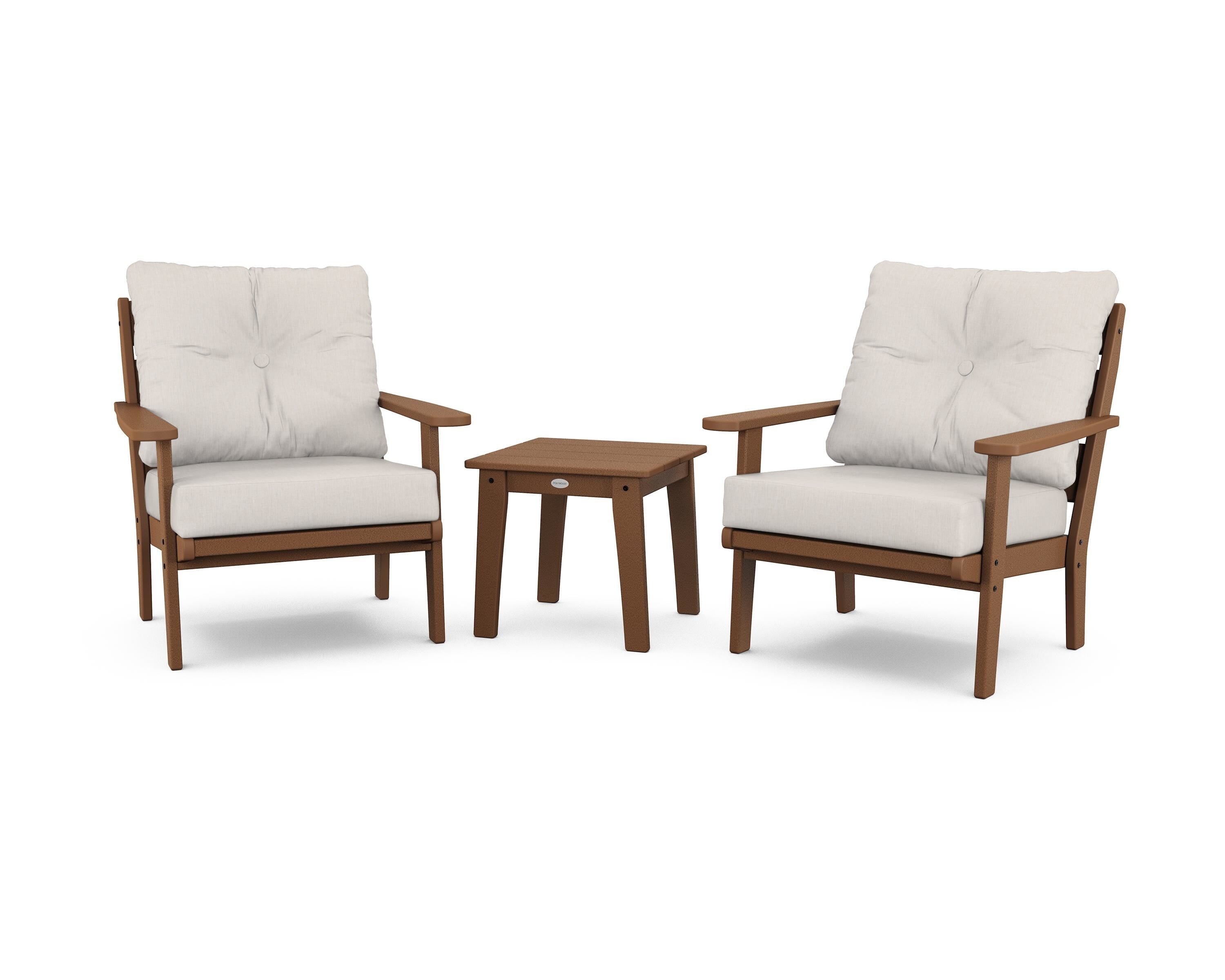 POLYWOOD® Lakeside 3-Piece Deep Seating Chair Set in Teak / Cast Ash
