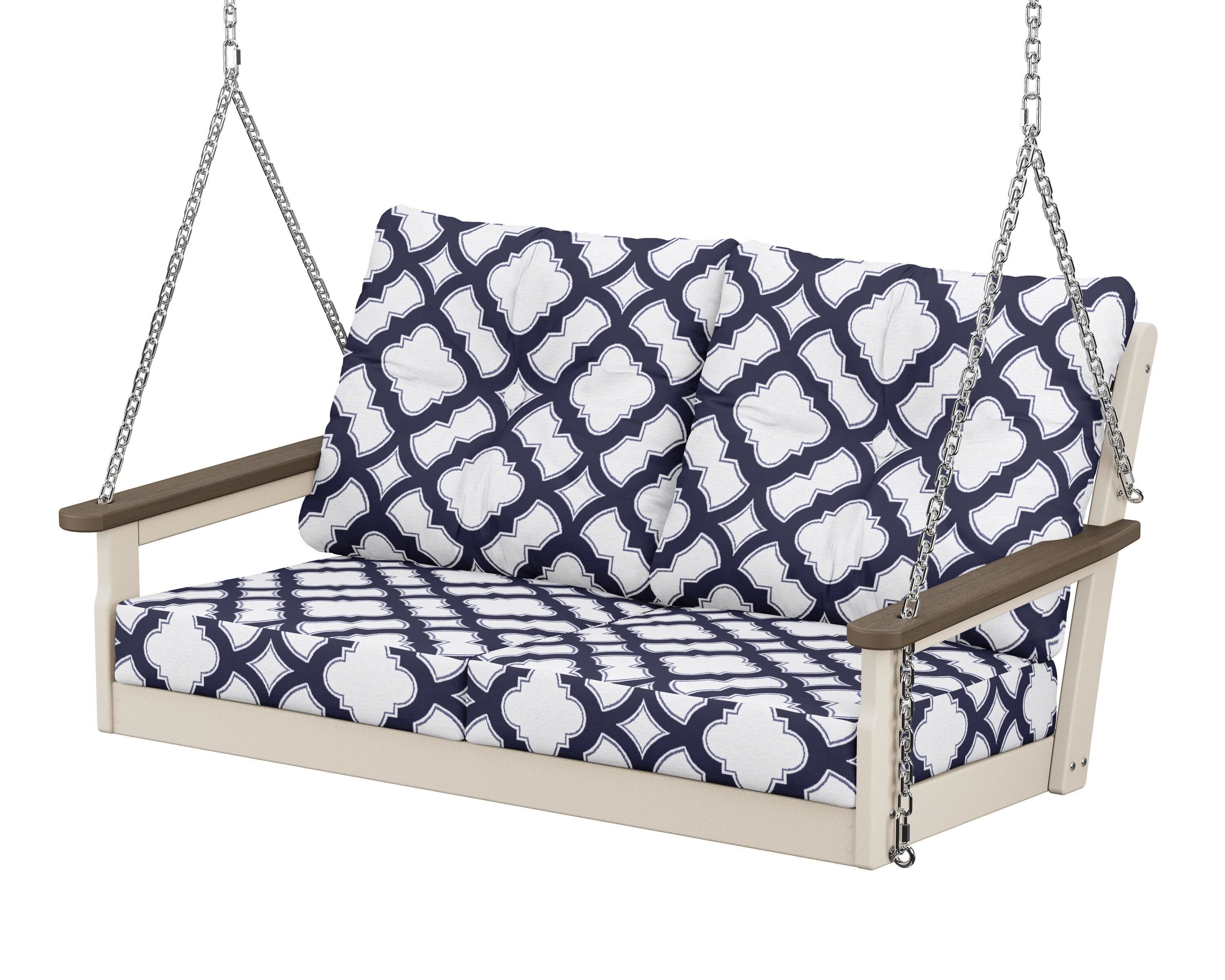 POLYWOOD® Vineyard Deep Seating Swing in Sand / Kona / Trellis Navy