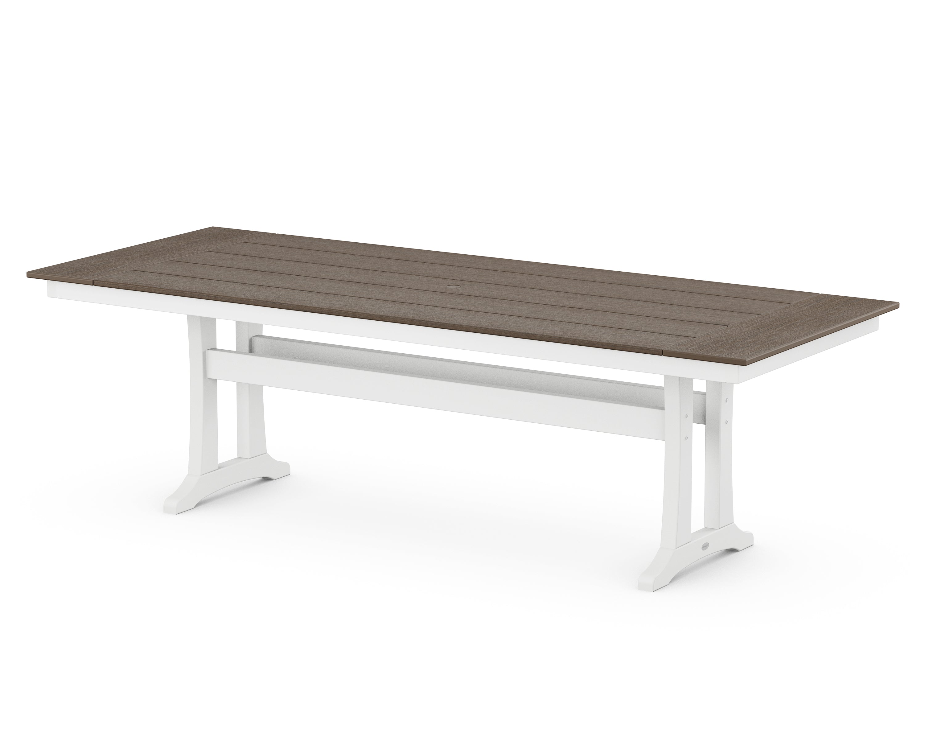 POLYWOOD® Farmhouse Trestle 38" x 96" Dining Table in White / Kona