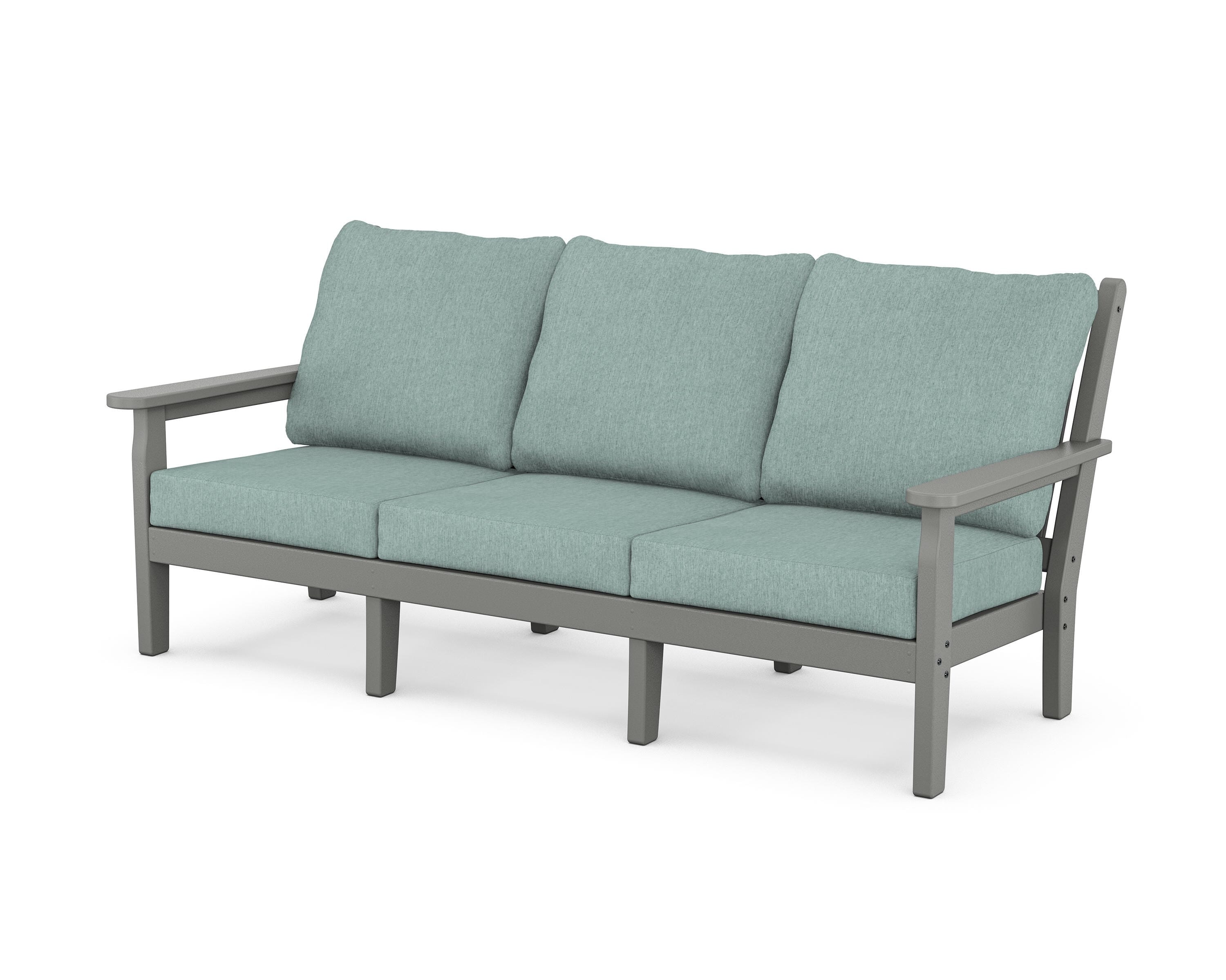 POLYWOOD® Chippendale Deep Seating Sofa in Slate Grey / Glacier Spa