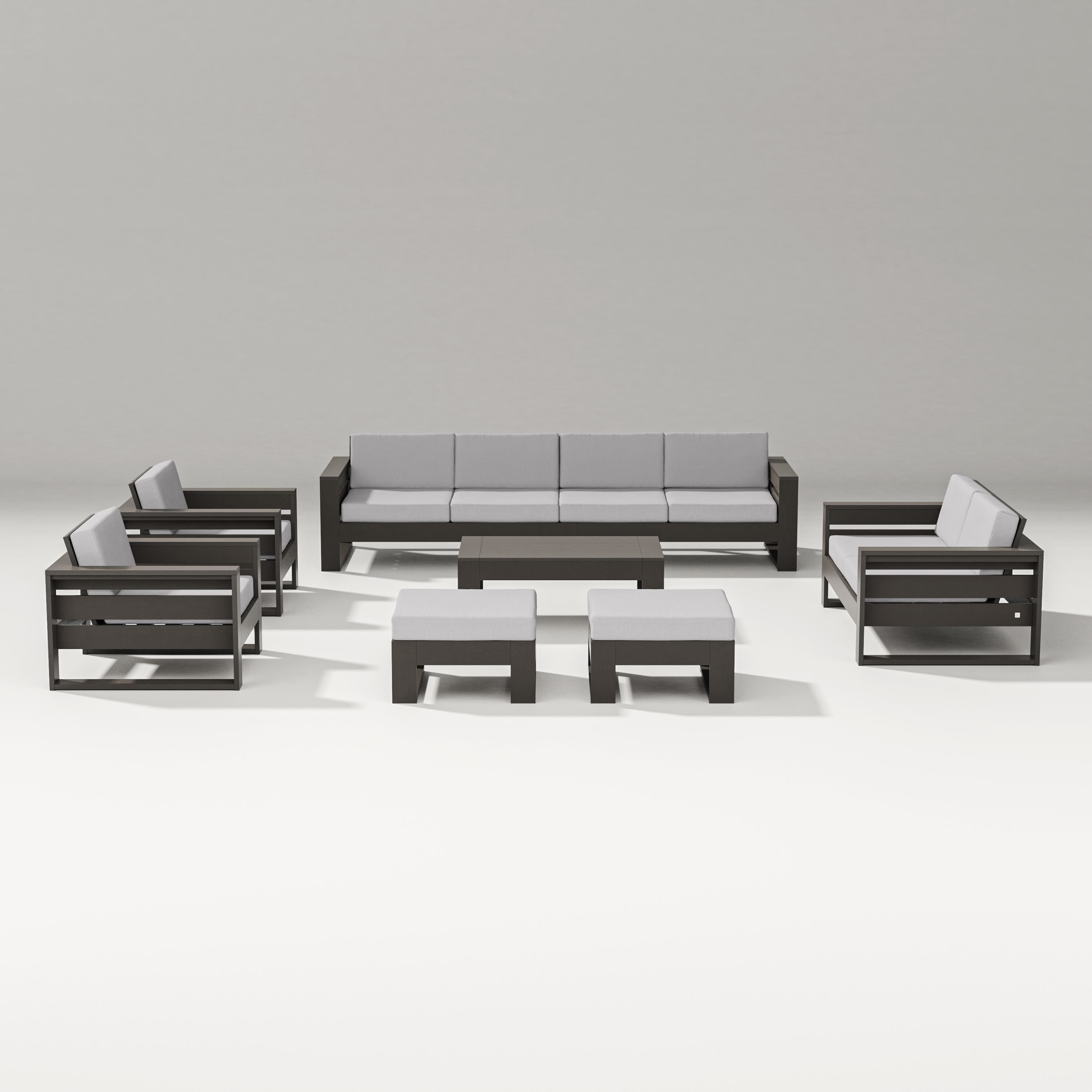 PW Designer Series Latitude 8-Piece Lounge Sofa Set in Vintage Coffee / Granite