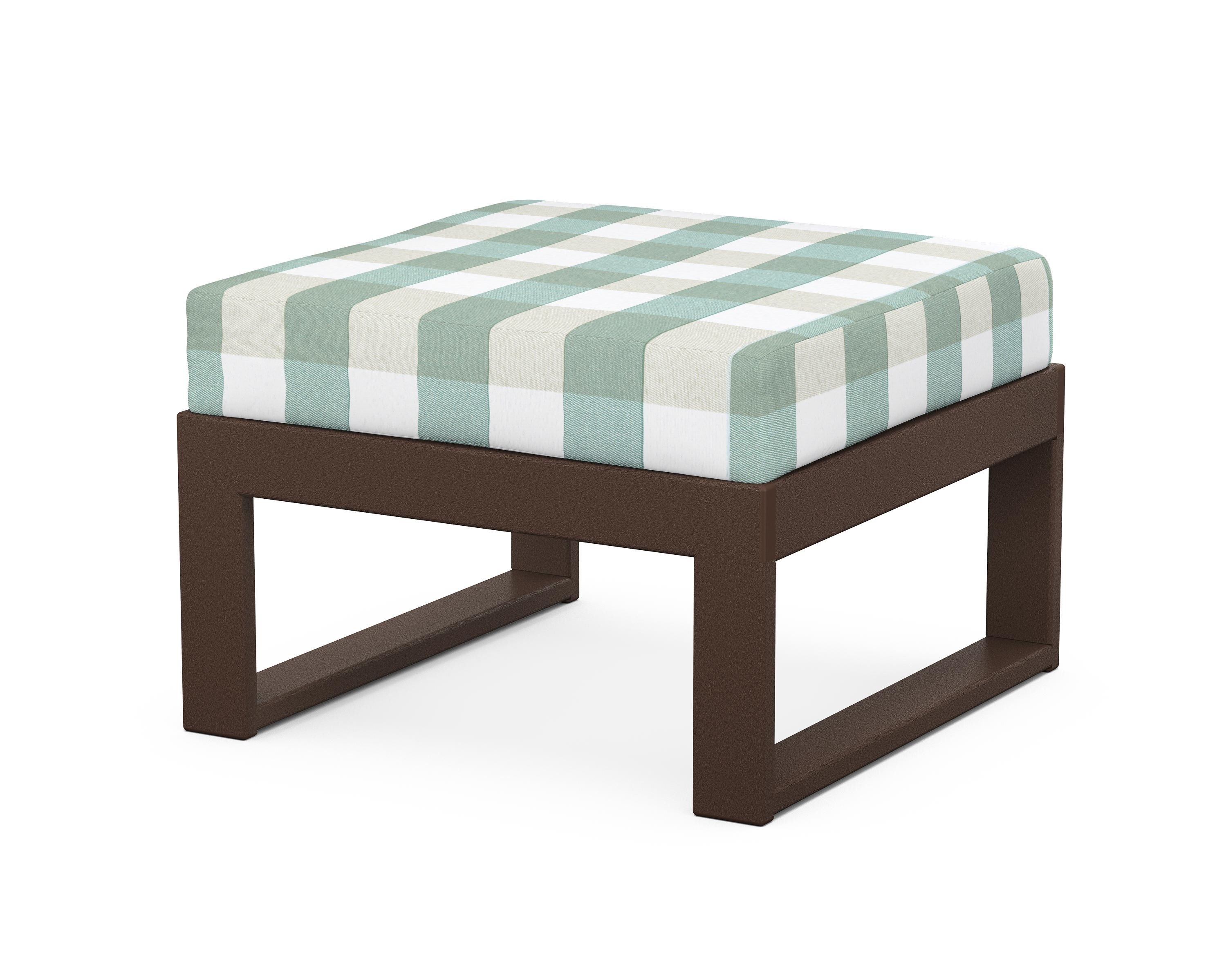 Unbranded Modular Ottoman - Modern in Mahogany / Buffalo Plaid Glacier Spa