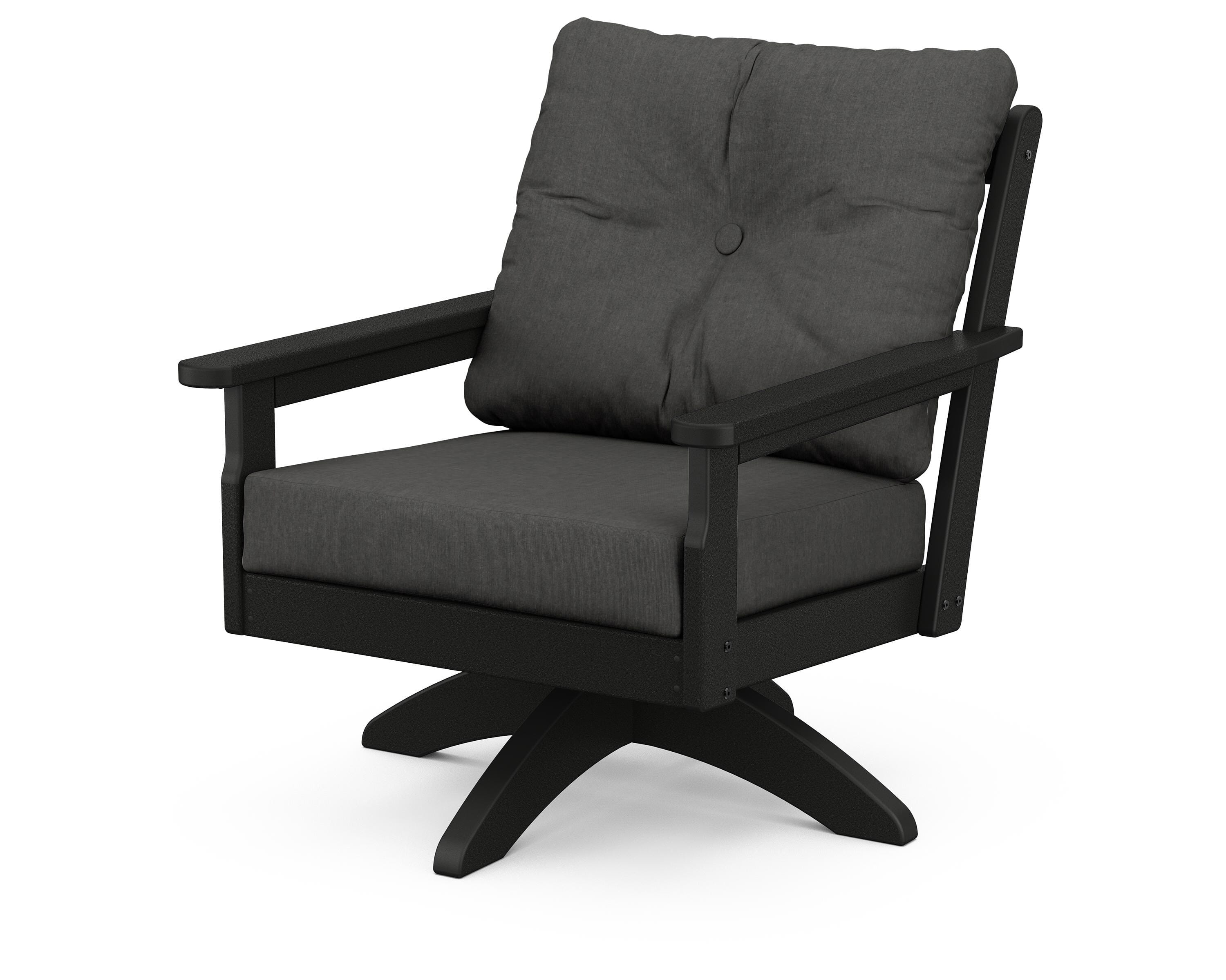 POLYWOOD® Vineyard Deep Seating Swivel Chair in Black / Spectrum Carbon