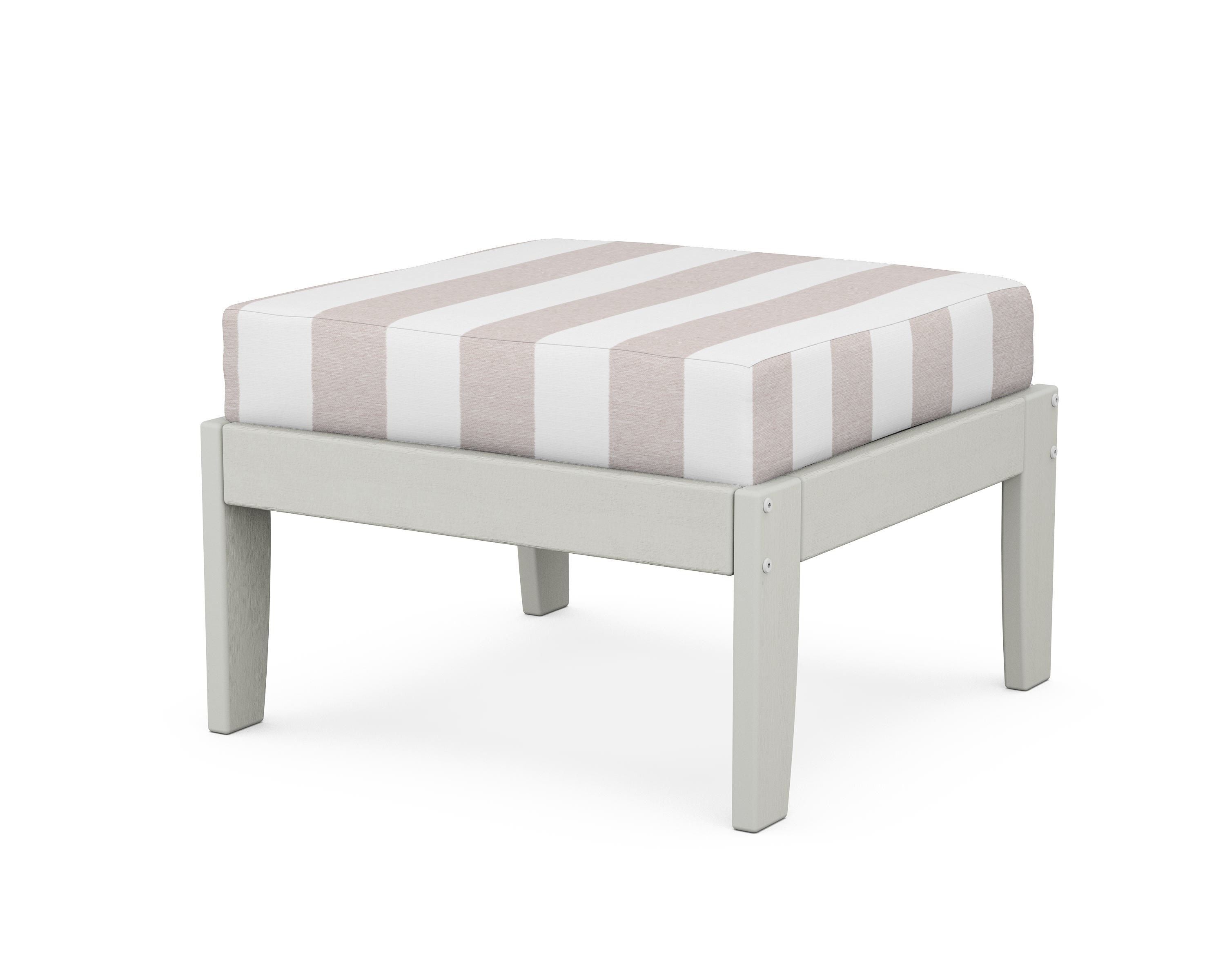 Unbranded Modular Ottoman - Classic in Vintage White / Cabana Stripe Dune Burlap