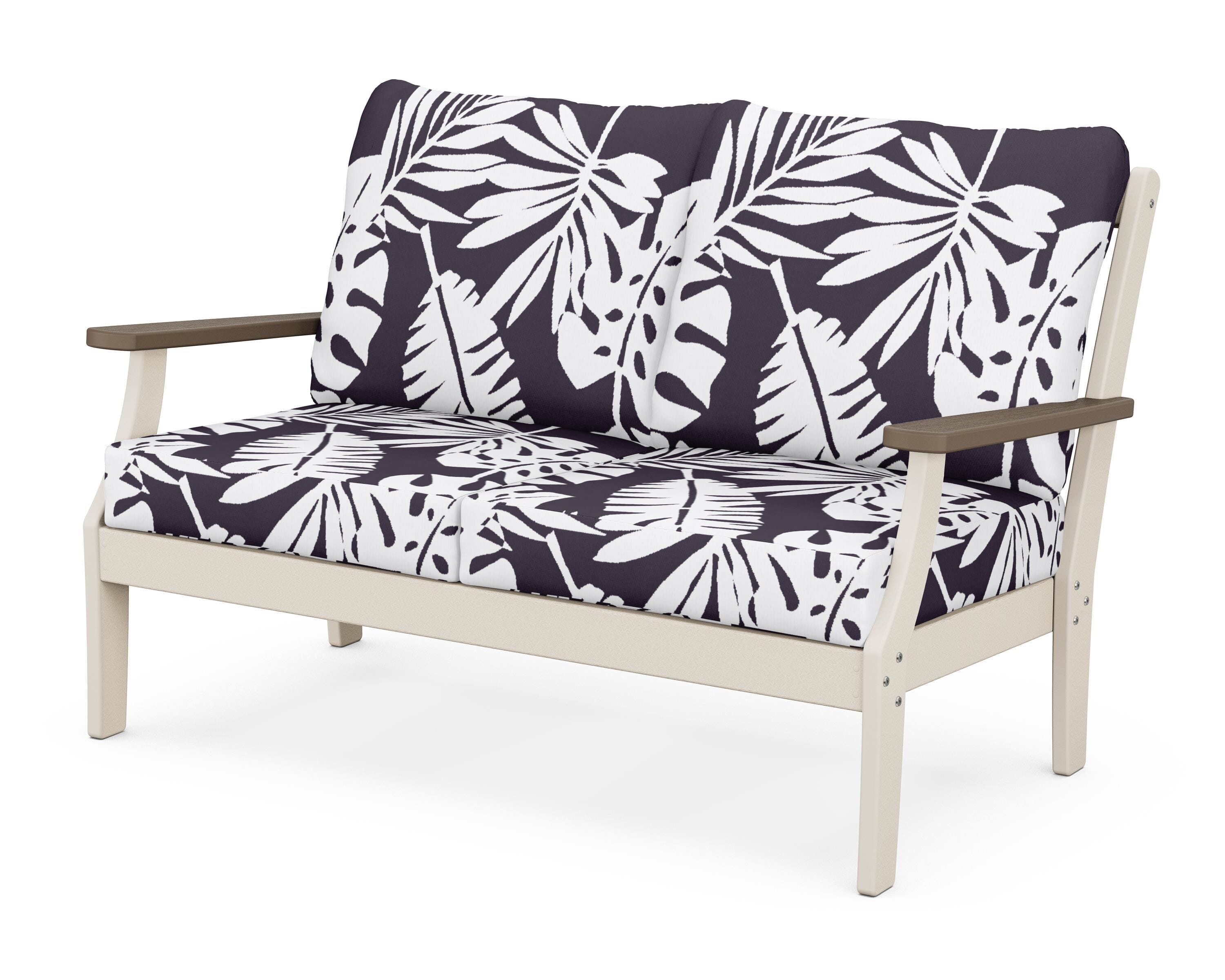 POLYWOOD® Braxton Deep Seating Loveseat in Sand / Kona / Leaf Navy