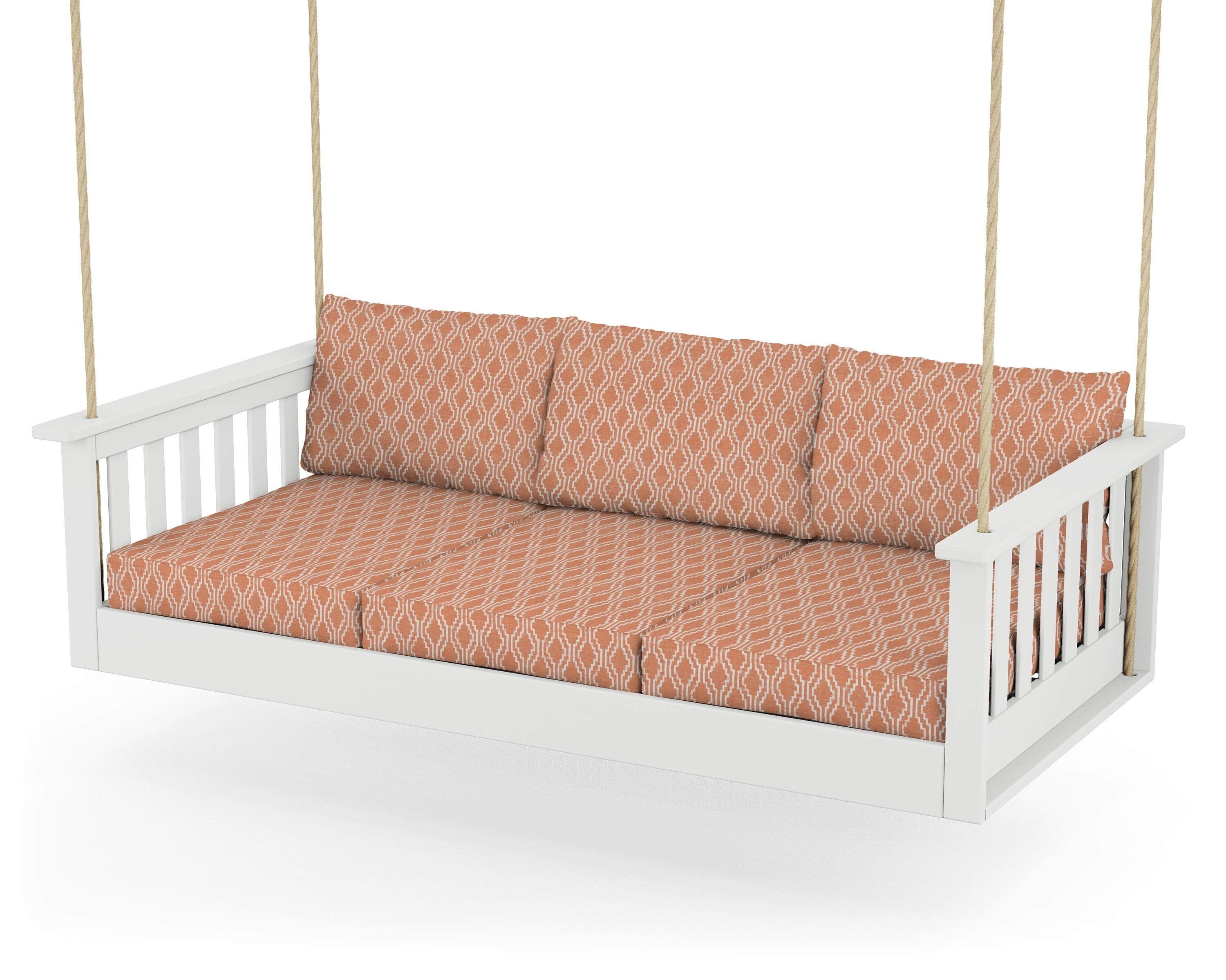 POLYWOOD® Vineyard Daybed Swing in White / Solve Clay