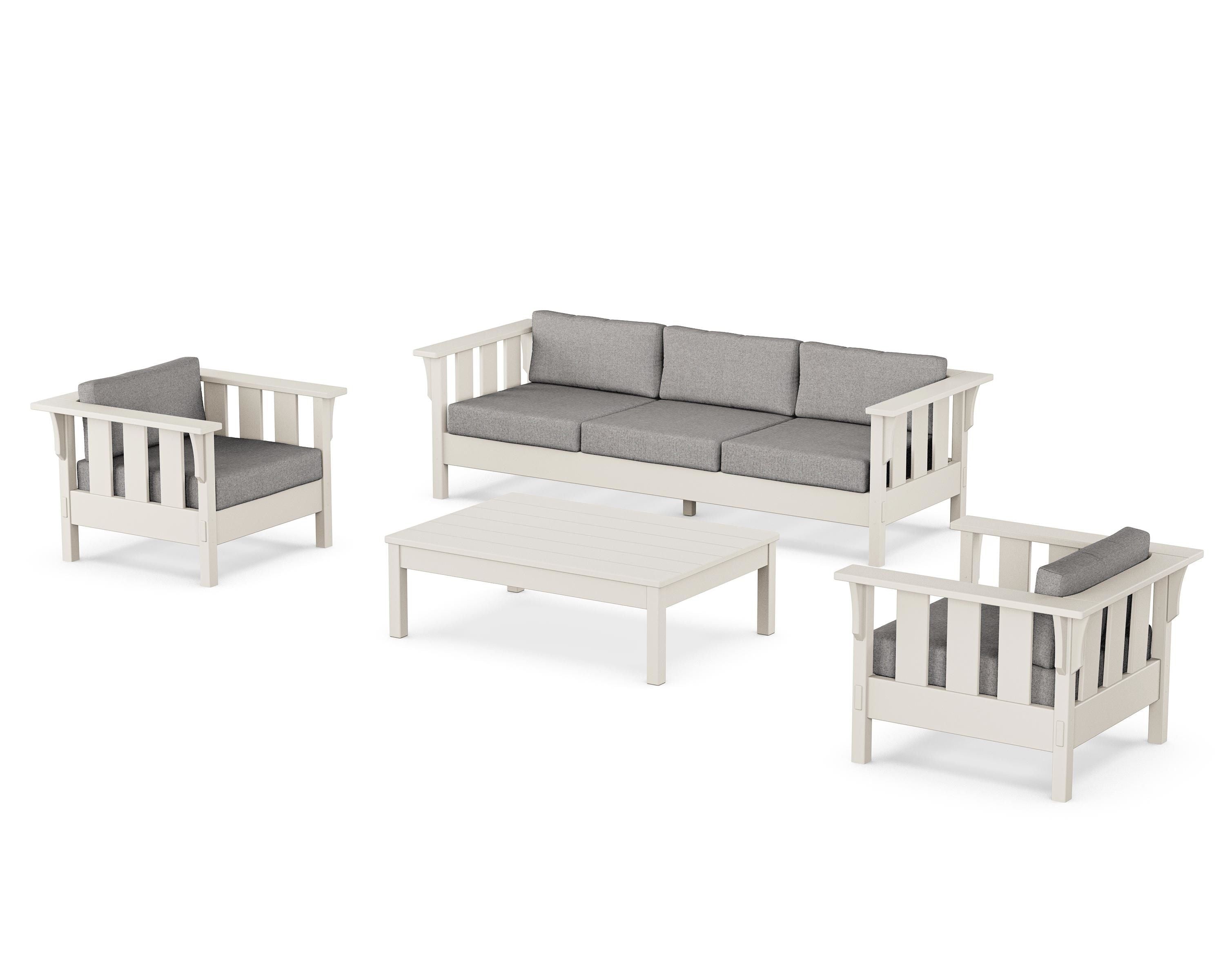 Martha Stewart by POLYWOOD® Acadia 4-Piece Deep Seating Set with Sofa in Sand / Grey Mist