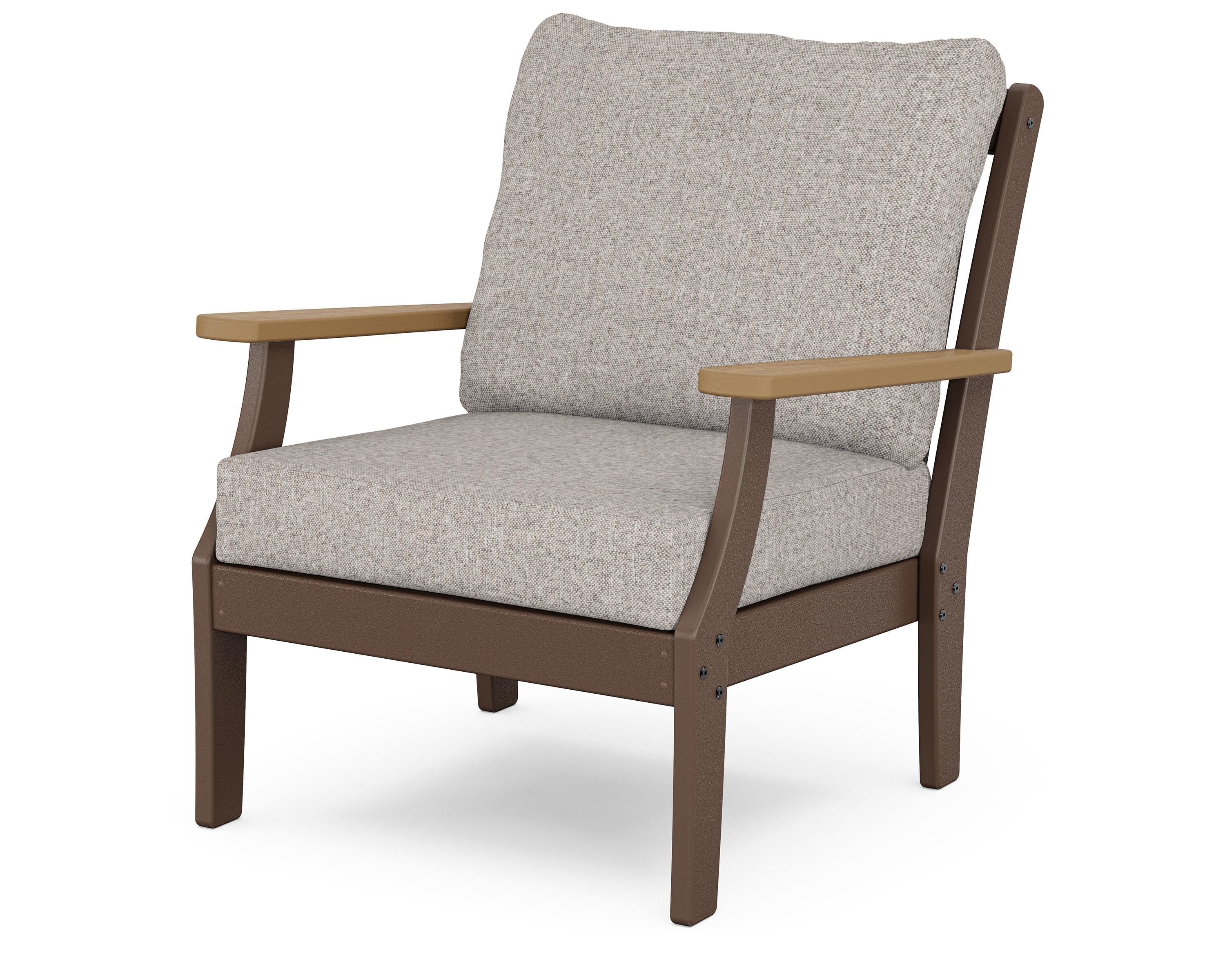 POLYWOOD® Braxton Deep Seating Chair in Mahogany / Natural / Weathered Tweed