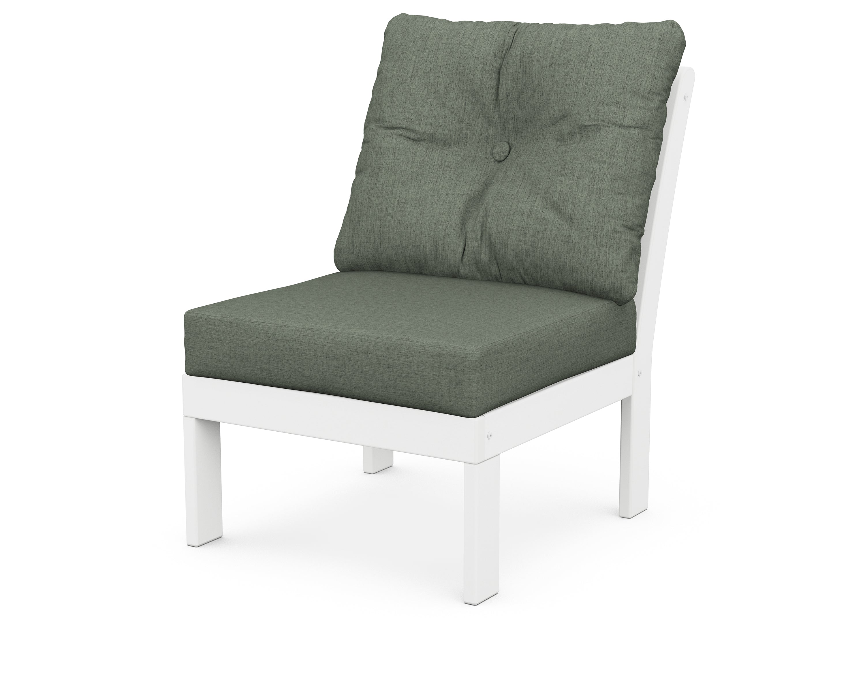 POLYWOOD® Vineyard Modular Armless Chair in White / Cast Sage