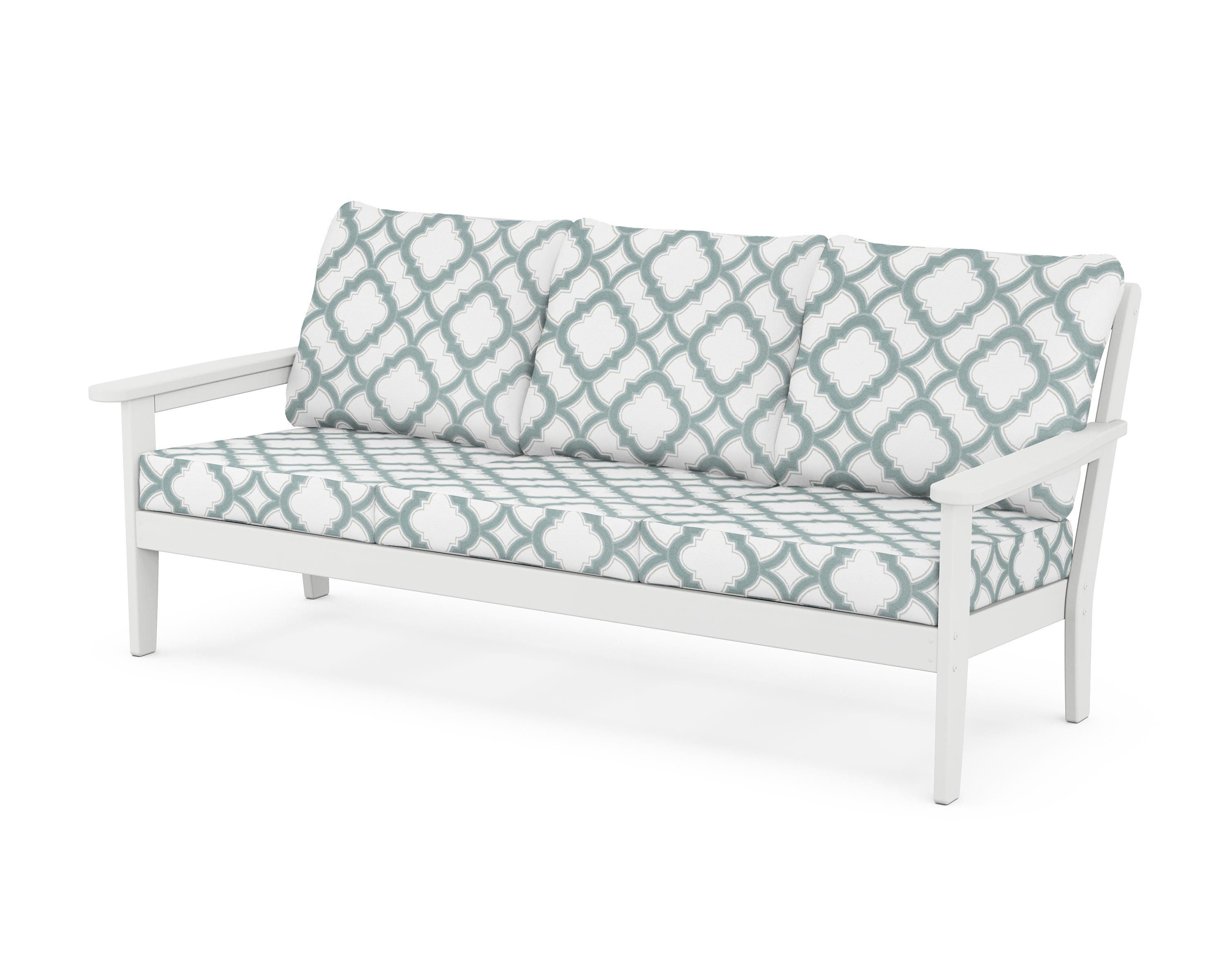 Country Living Cottage Deep Seating Sofa in White / Trellis Glacier Spa
