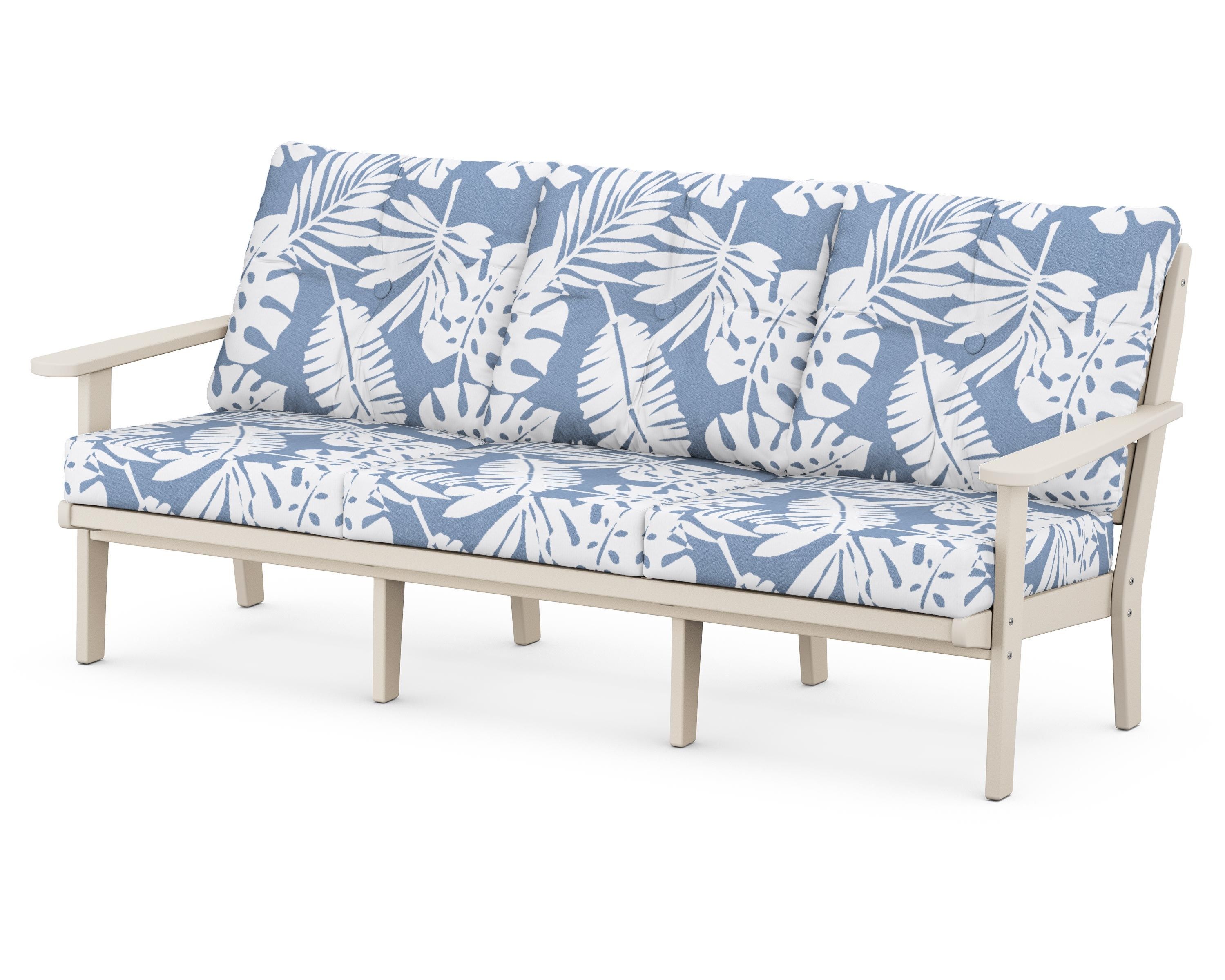 POLYWOOD® Lakeside Deep Seating Sofa in Sand / Leaf Sky Blue