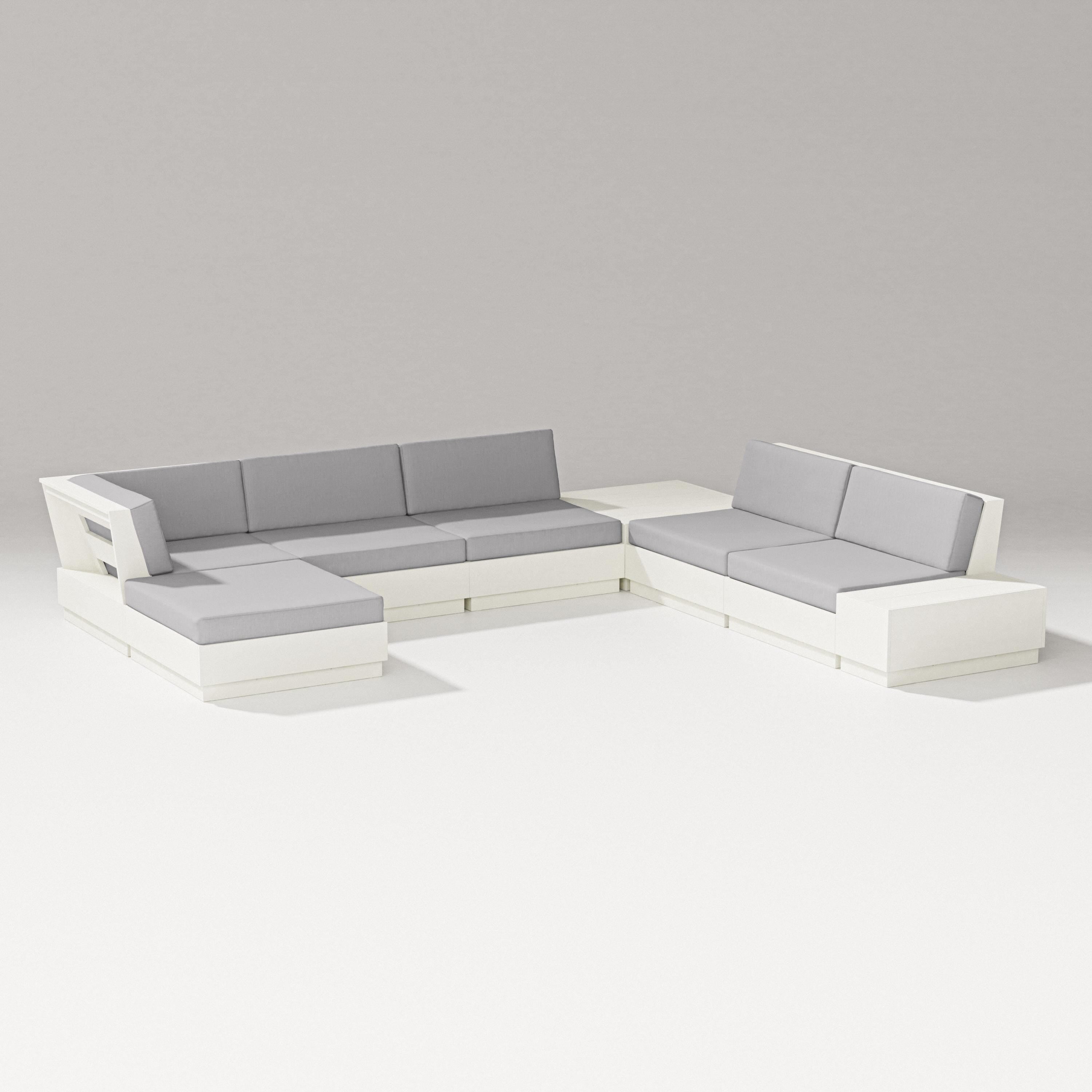 PW Designer Series Elevate 8-Piece Corner Sectional in Vintage White / Granite