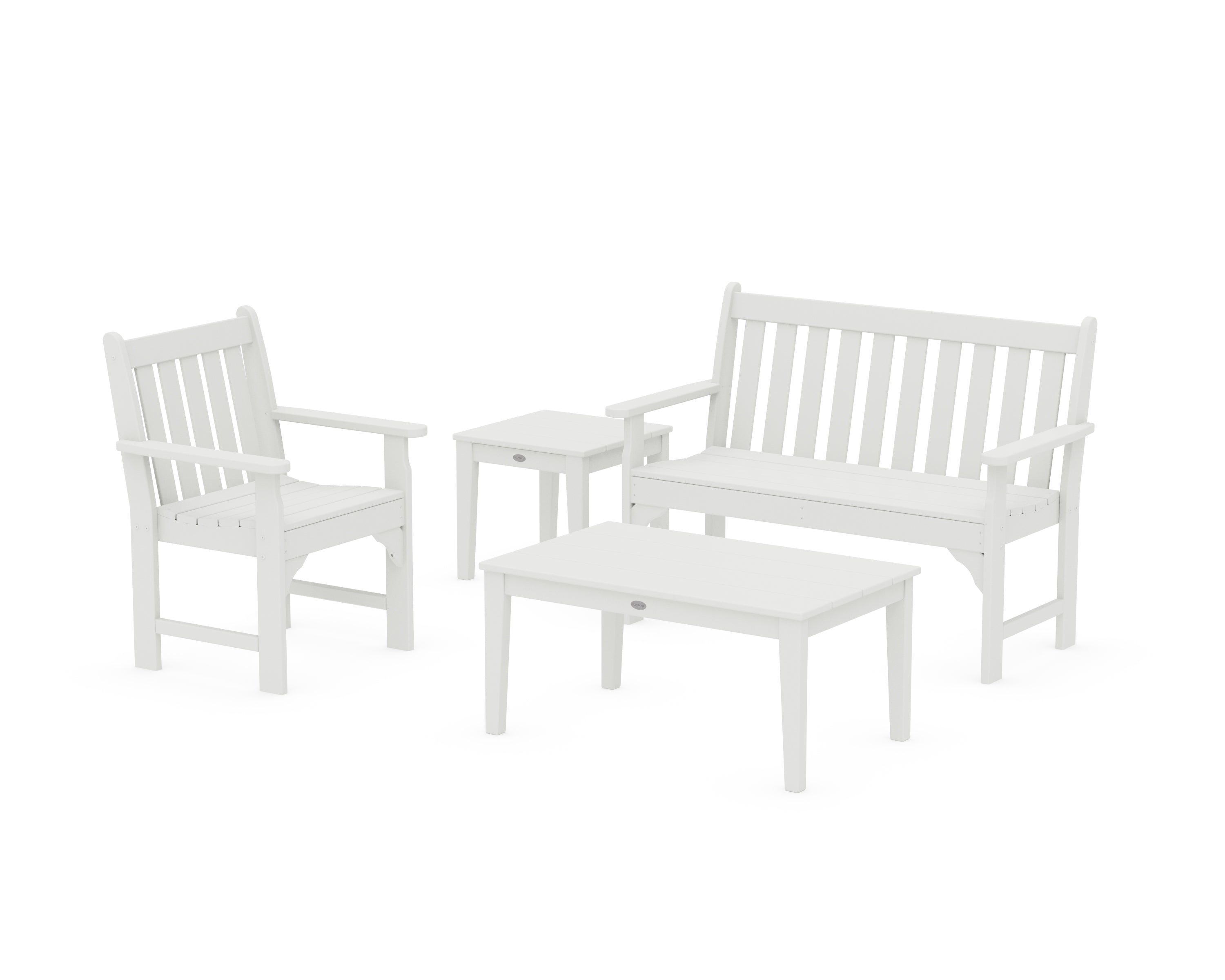 POLYWOOD® Vineyard 4-Piece Bench Seating Set in White