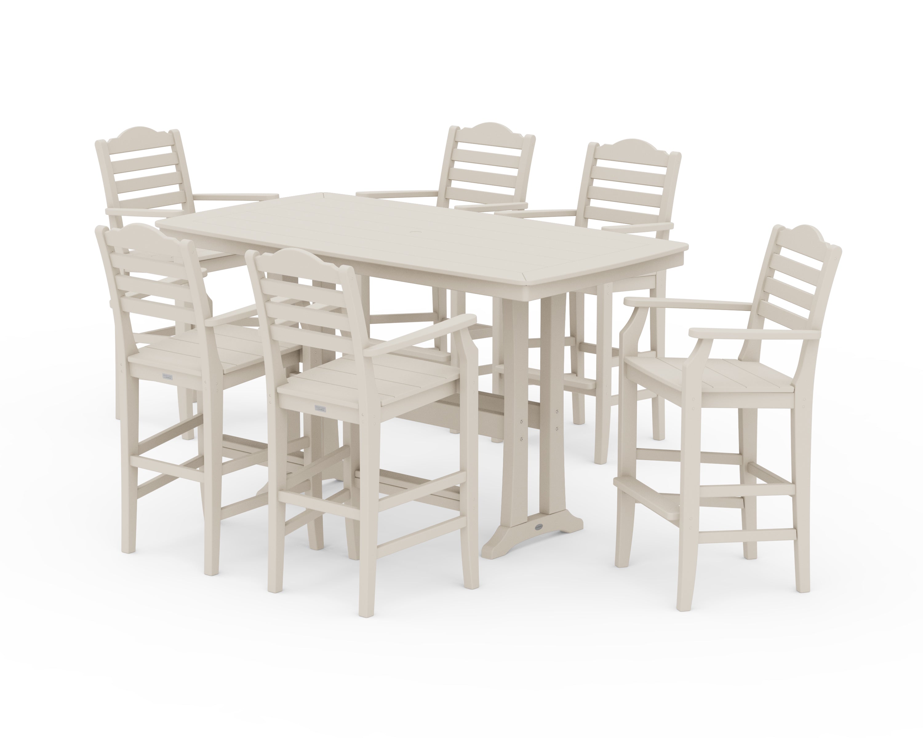Draper James™ by POLYWOOD® Savannah Arm Chair 7-Piece Bar Set with Trestle Legs in Sand