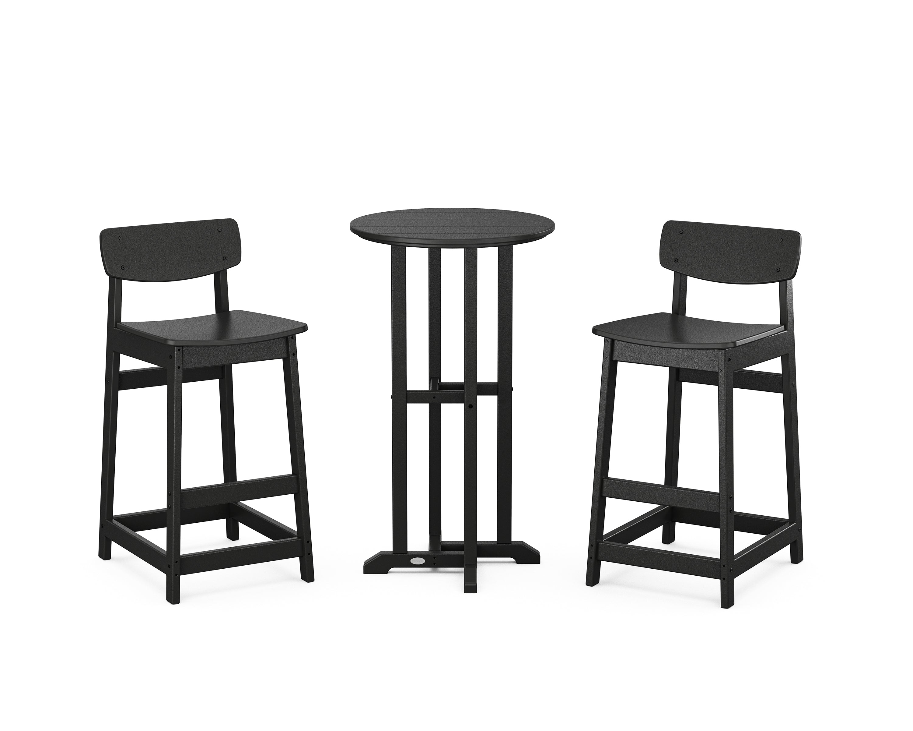 POLYWOOD® Modern Studio Urban Lowback Bar Chair 3-Piece Bistro Set in Black