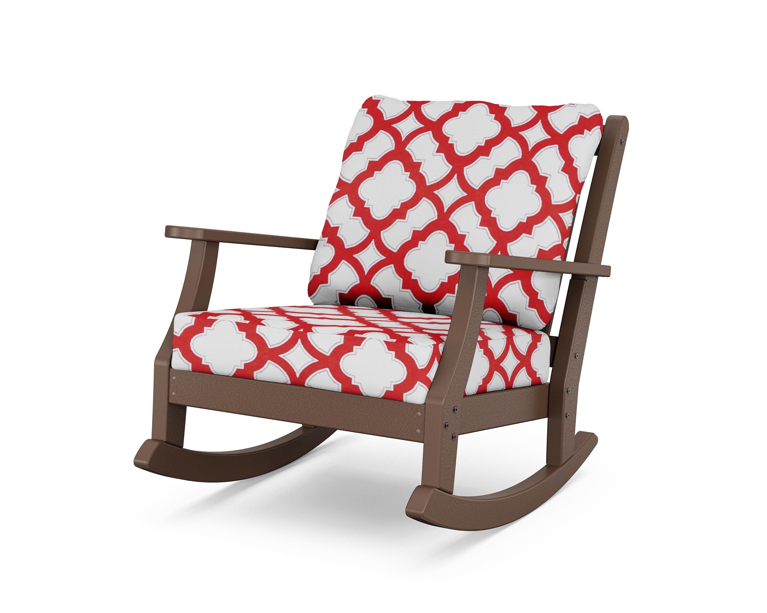 Country Living Wovendale Deep Seating Rocking Chair in Mahogany / Trellis Crimson