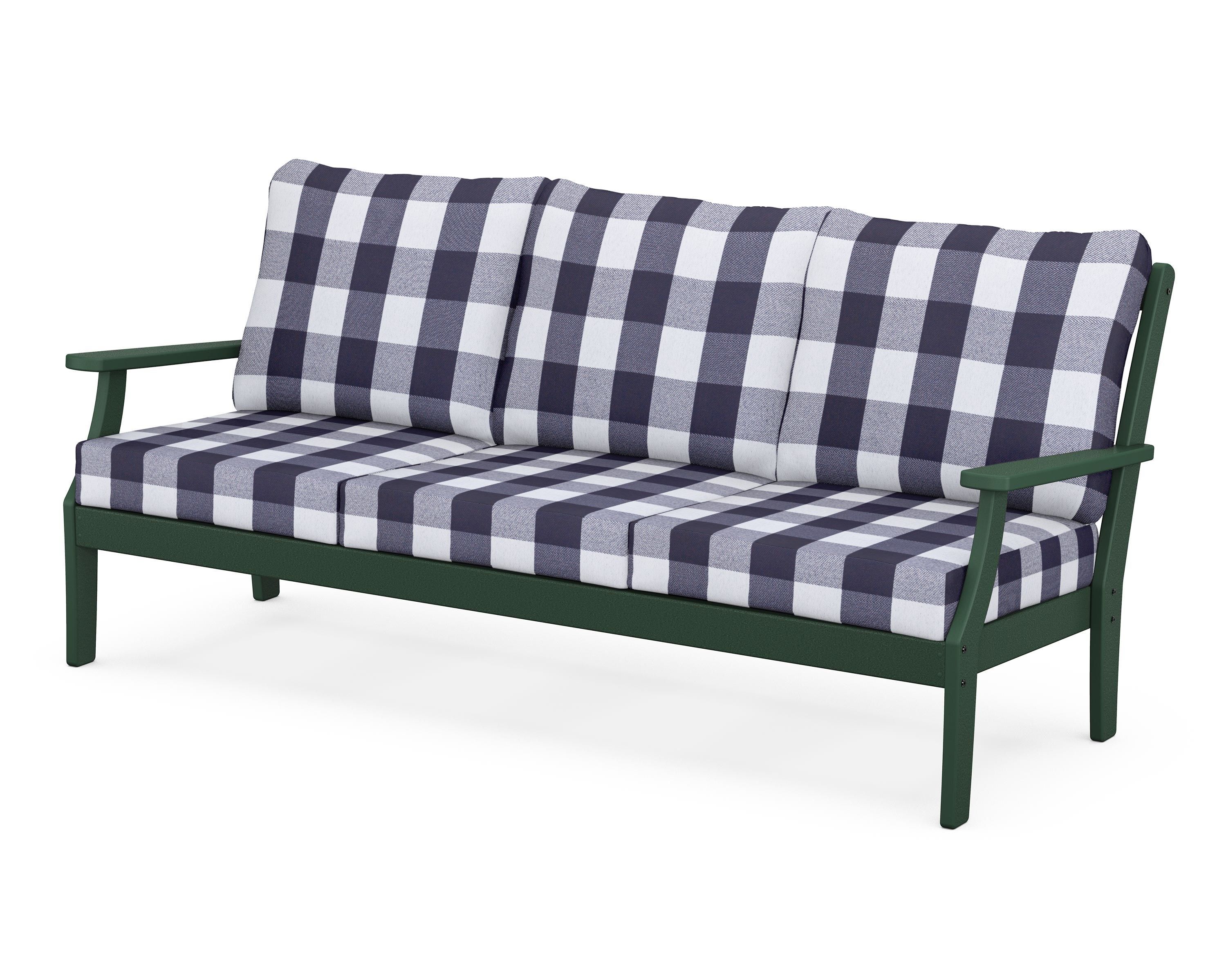 POLYWOOD® Braxton Deep Seating Sofa in Green / Buffalo Plaid Navy