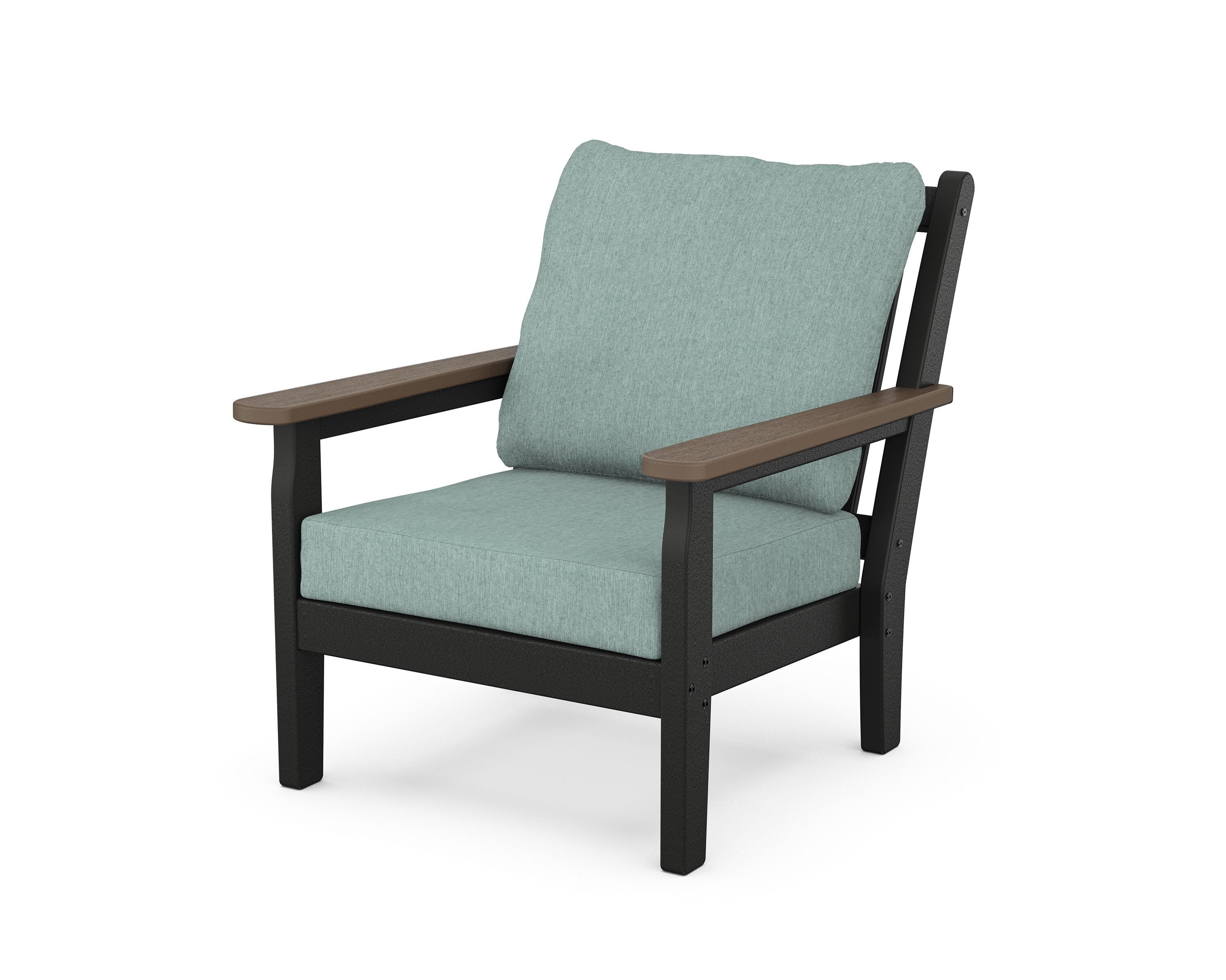 POLYWOOD® Chippendale Deep Seating Chair in Black / Kona / Glacier Spa