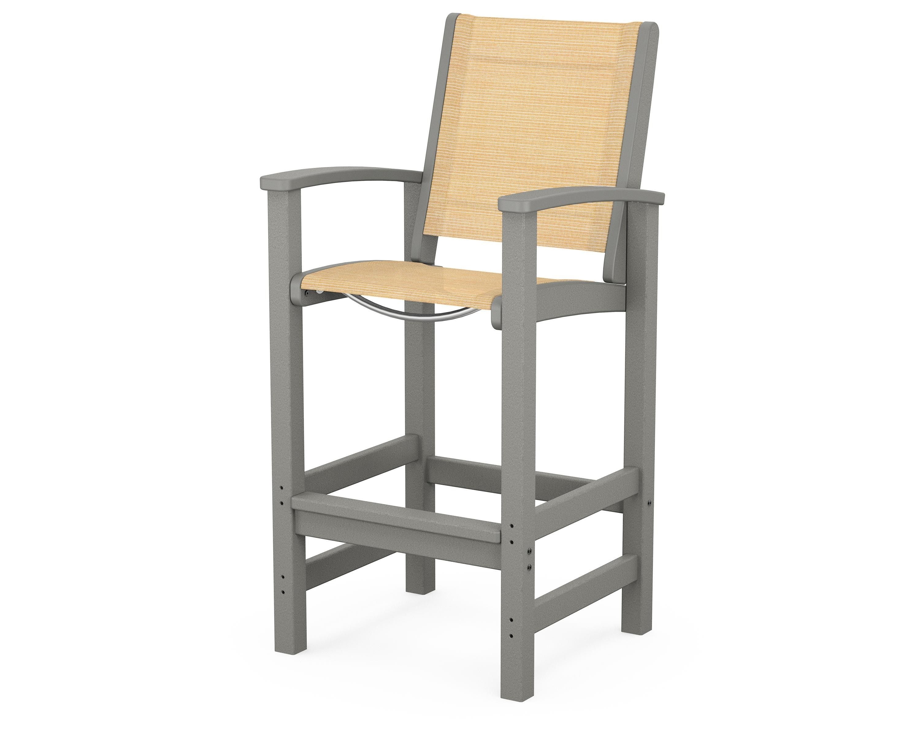 POLYWOOD® Coastal Bar Chair in Slate Grey / Dupioni Apricot Sling