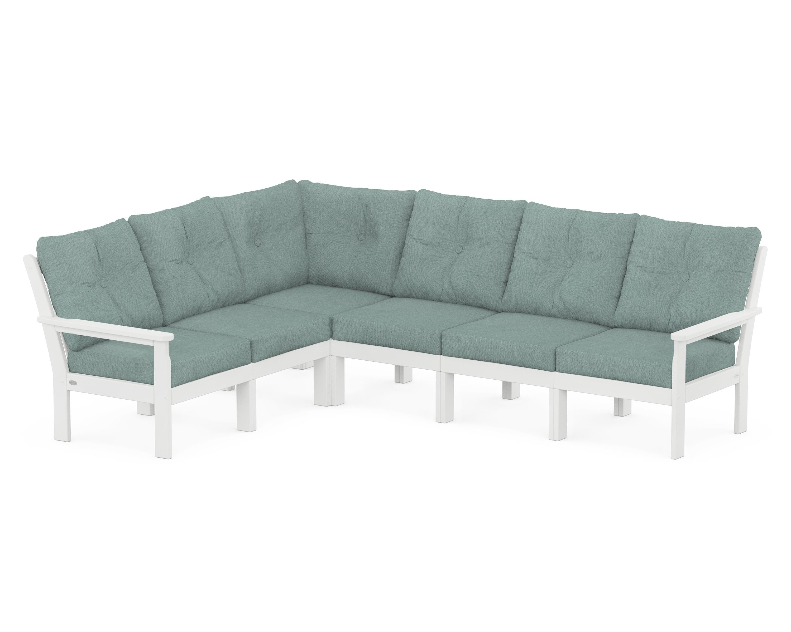 POLYWOOD® Vineyard 6-Piece Sectional in White / Glacier Spa