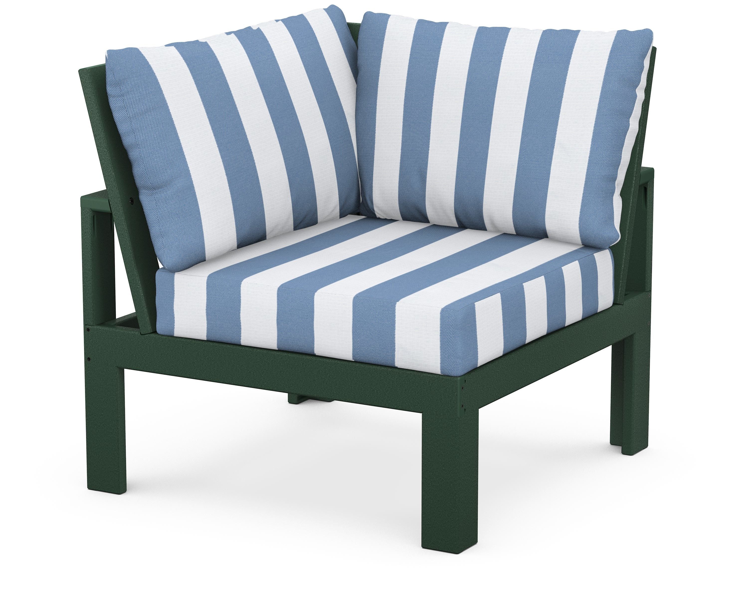 Unbranded Modular Corner Chair in Green / Cabana Stripe Sky Blue