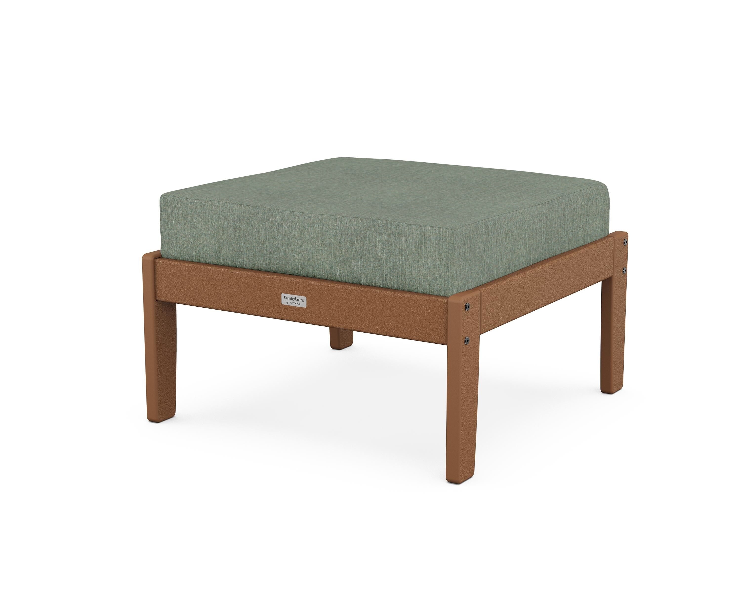 Country Living Cottage Deep Seating Ottoman in Teak / Cast Sage