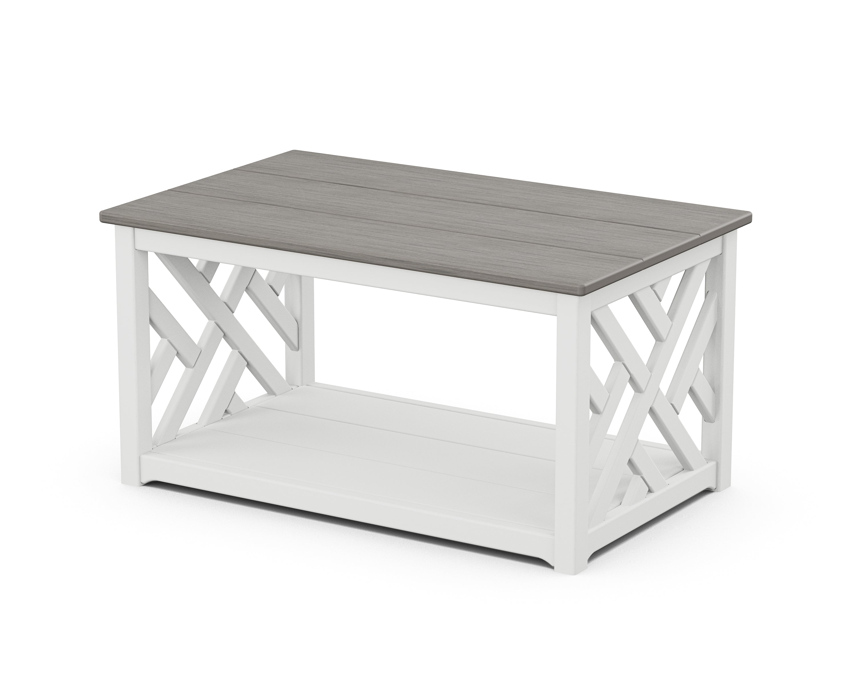 POLYWOOD® Chippendale Coffee Table in White / Driftwood