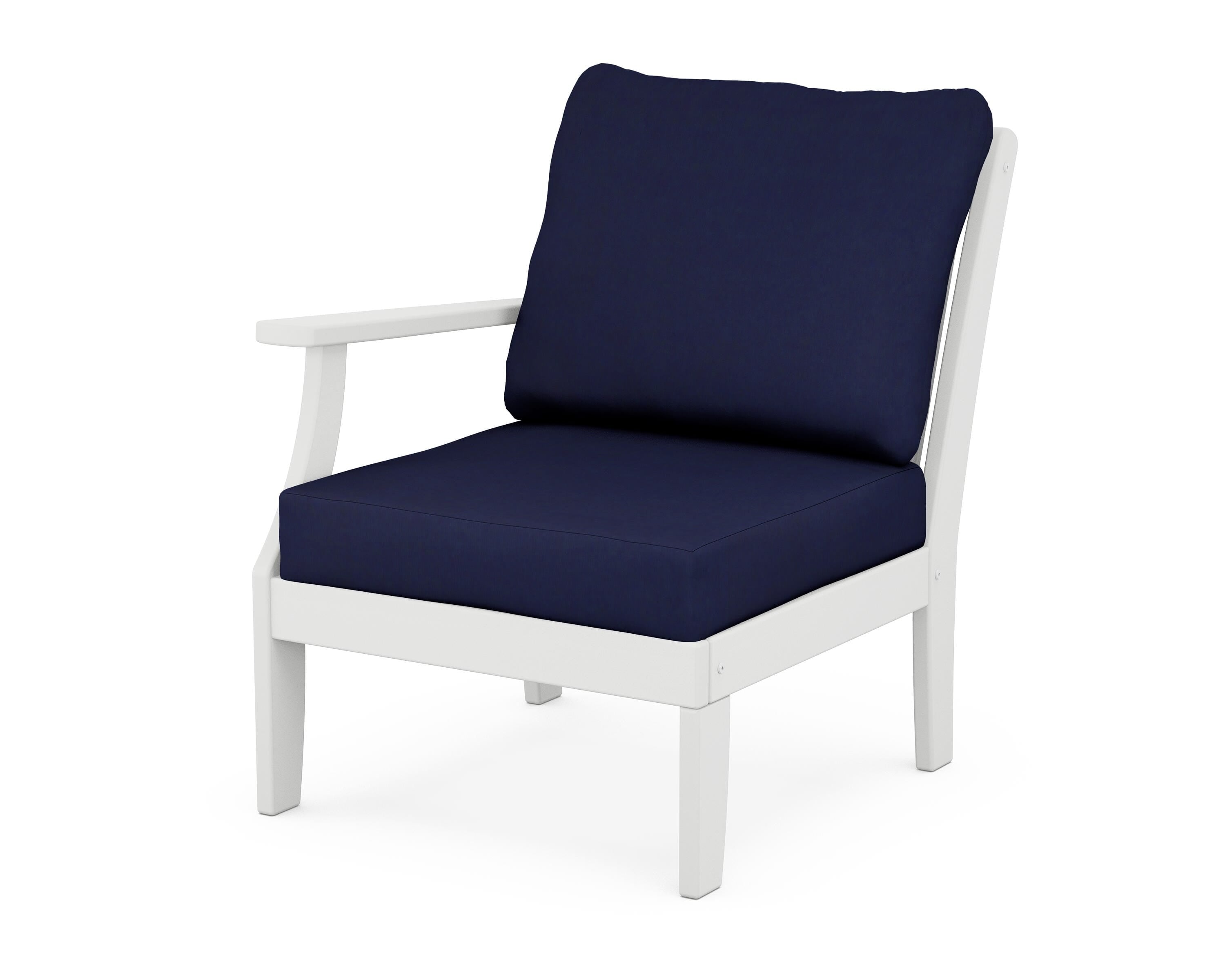 POLYWOOD® Braxton Modular Left Arm Chair in White / Navy