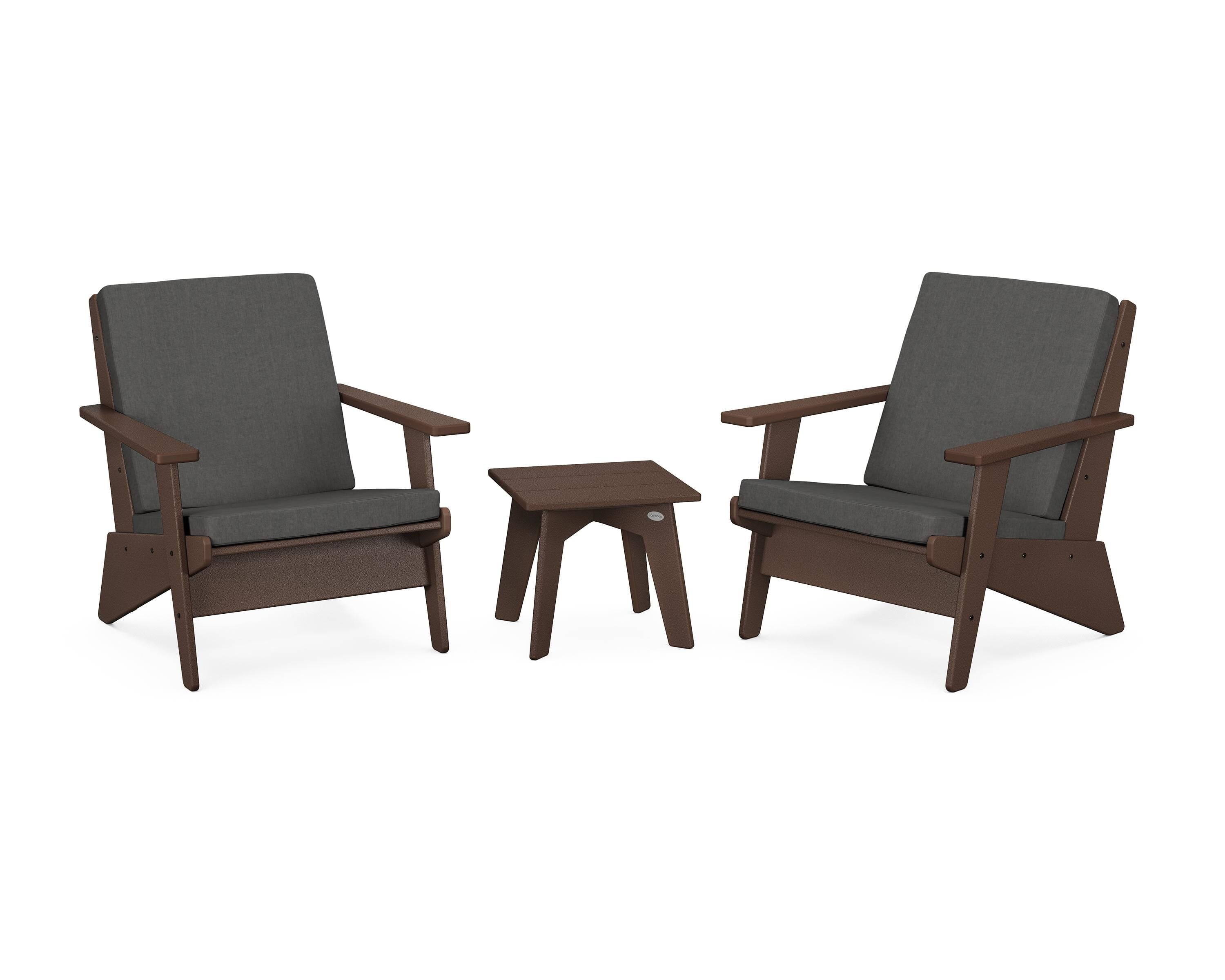 POLYWOOD® Riviera Modern Lounge 3-Piece Set in Mahogany / Spectrum Carbon