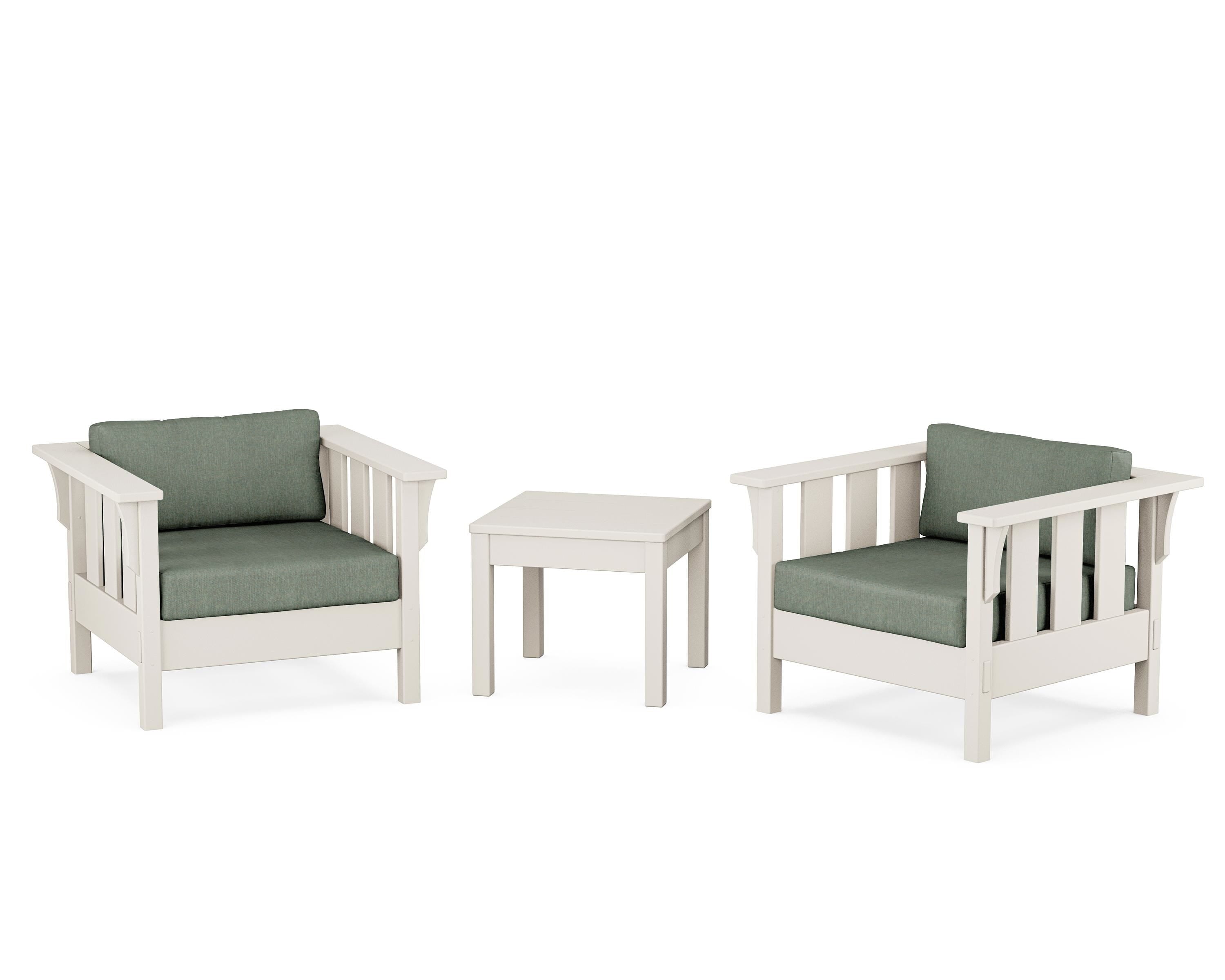 Martha Stewart by POLYWOOD® Acadia 3-Piece Deep Seating Set in Sand / Cast Sage
