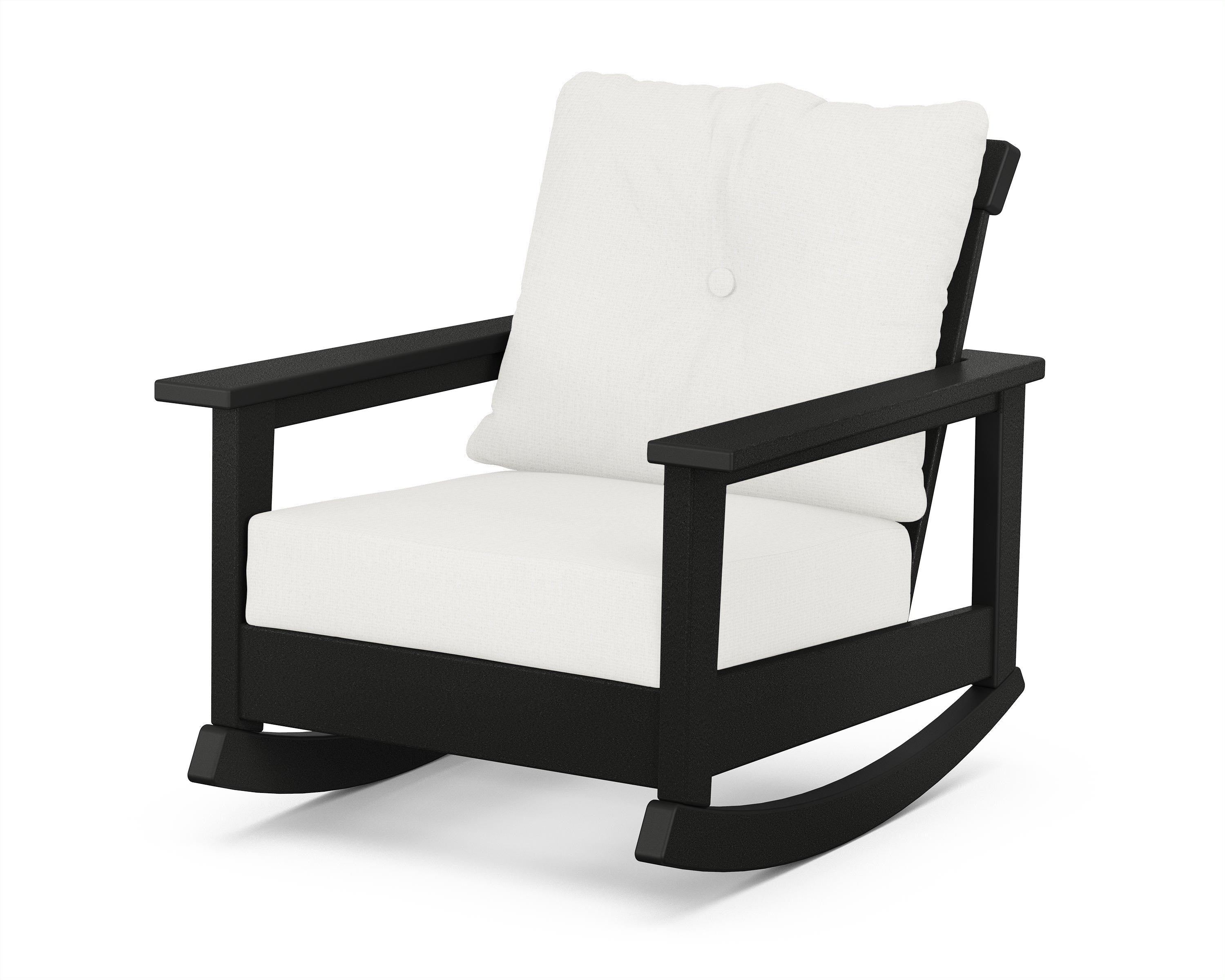 POLYWOOD® Prescott Deep Seating Rocking Chair in Black / Natural Linen