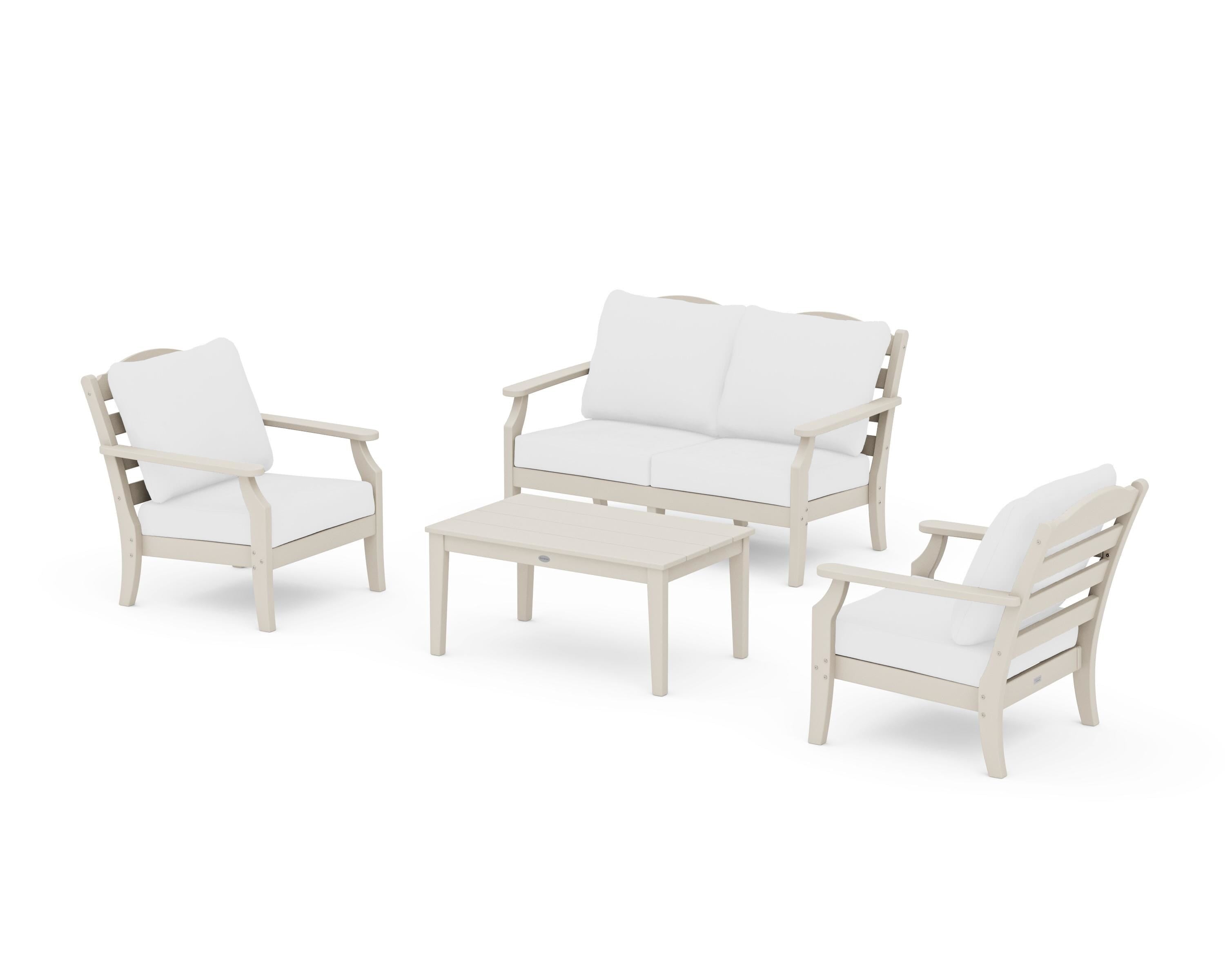 Draper James™ by POLYWOOD® Savannah 4-Piece Deep Seating Set with Loveseat in Sand / Natural