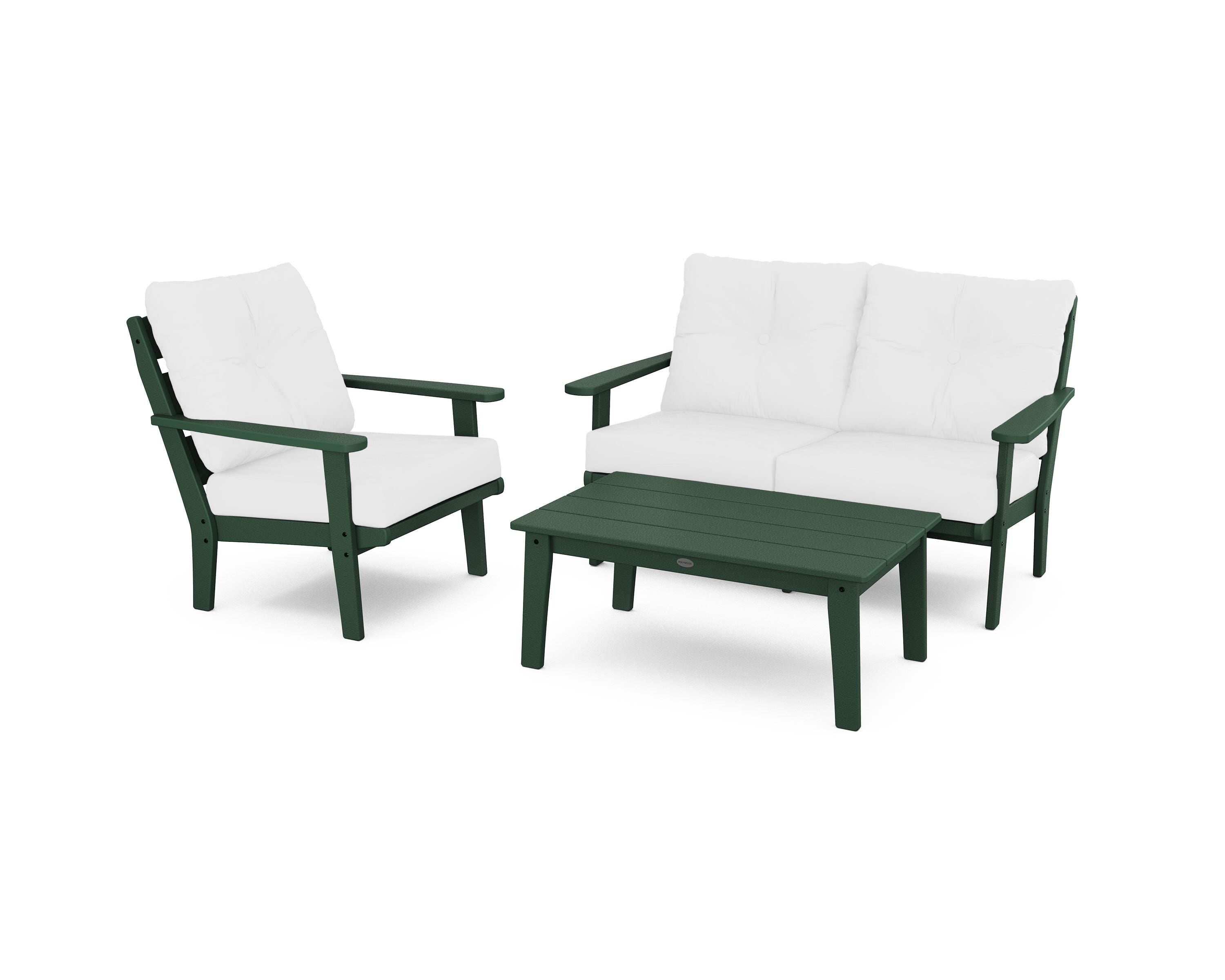 POLYWOOD® Lakeside 3-Piece Deep Seating Set in Green / Natural