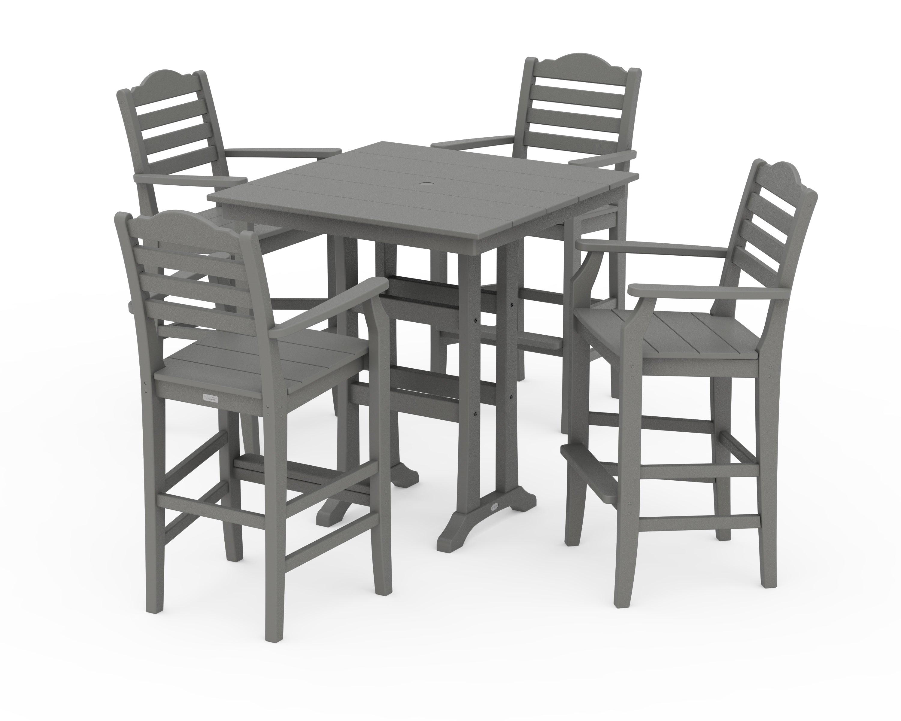 Draper James™ by POLYWOOD® Savannah 5-Piece Farmhouse Bar Set with Trestle Legs in Slate Grey