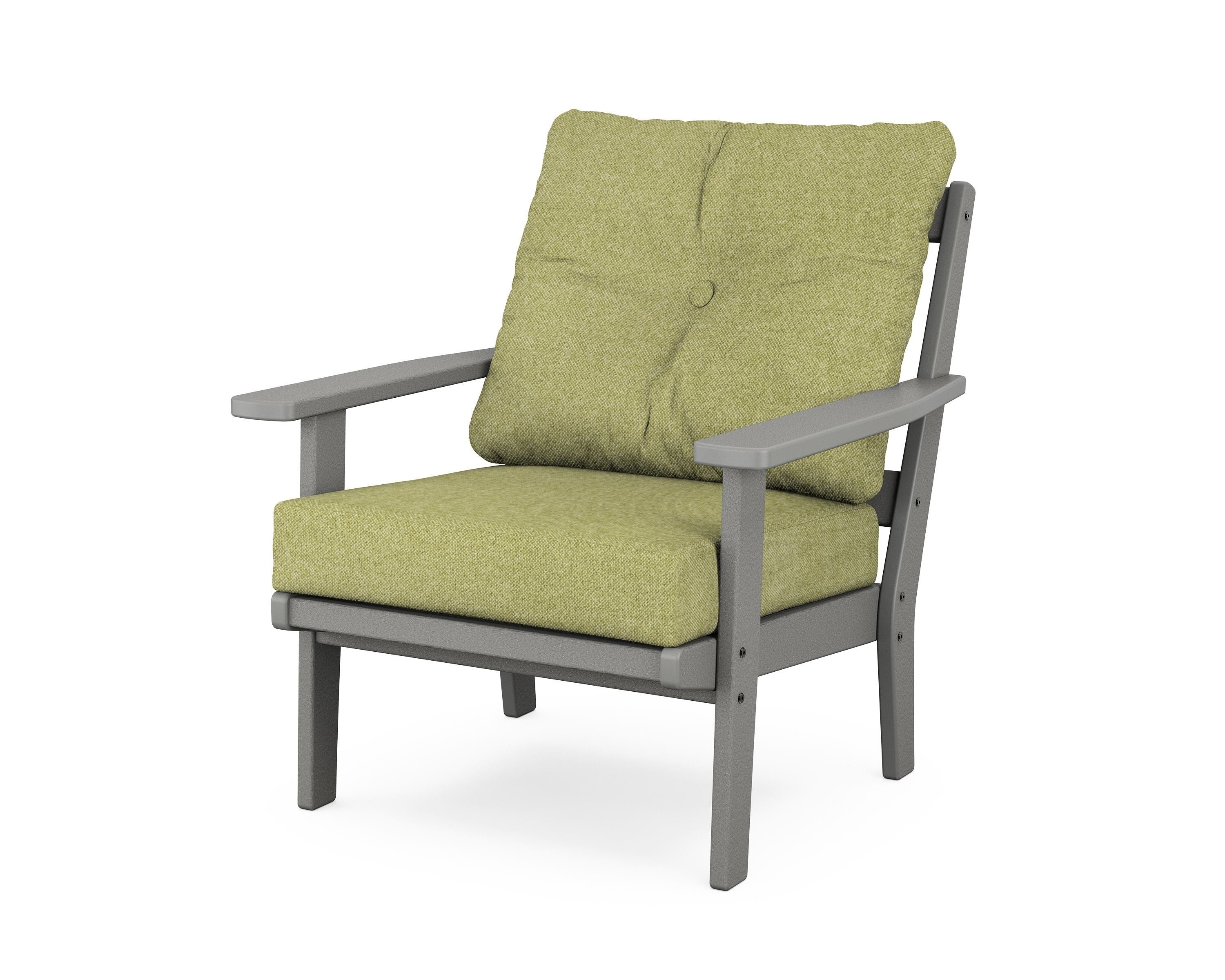 POLYWOOD® Prairie Deep Seating Chair in Slate Grey / Chartreuse Boucle