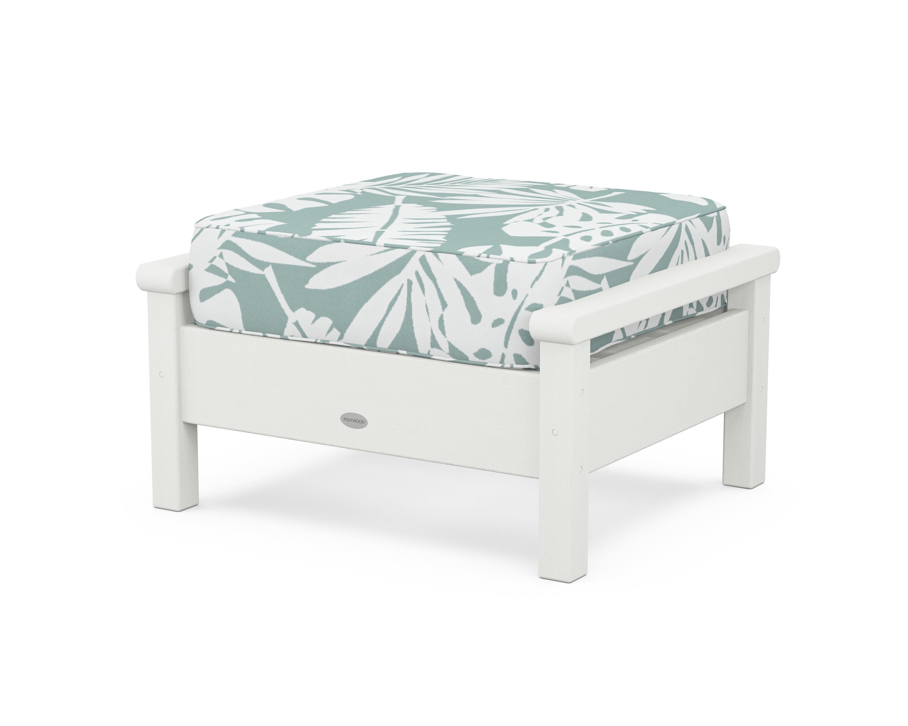 POLYWOOD® Harbour Deep Seating Ottoman in Vintage White / Leaf Glacier Spa