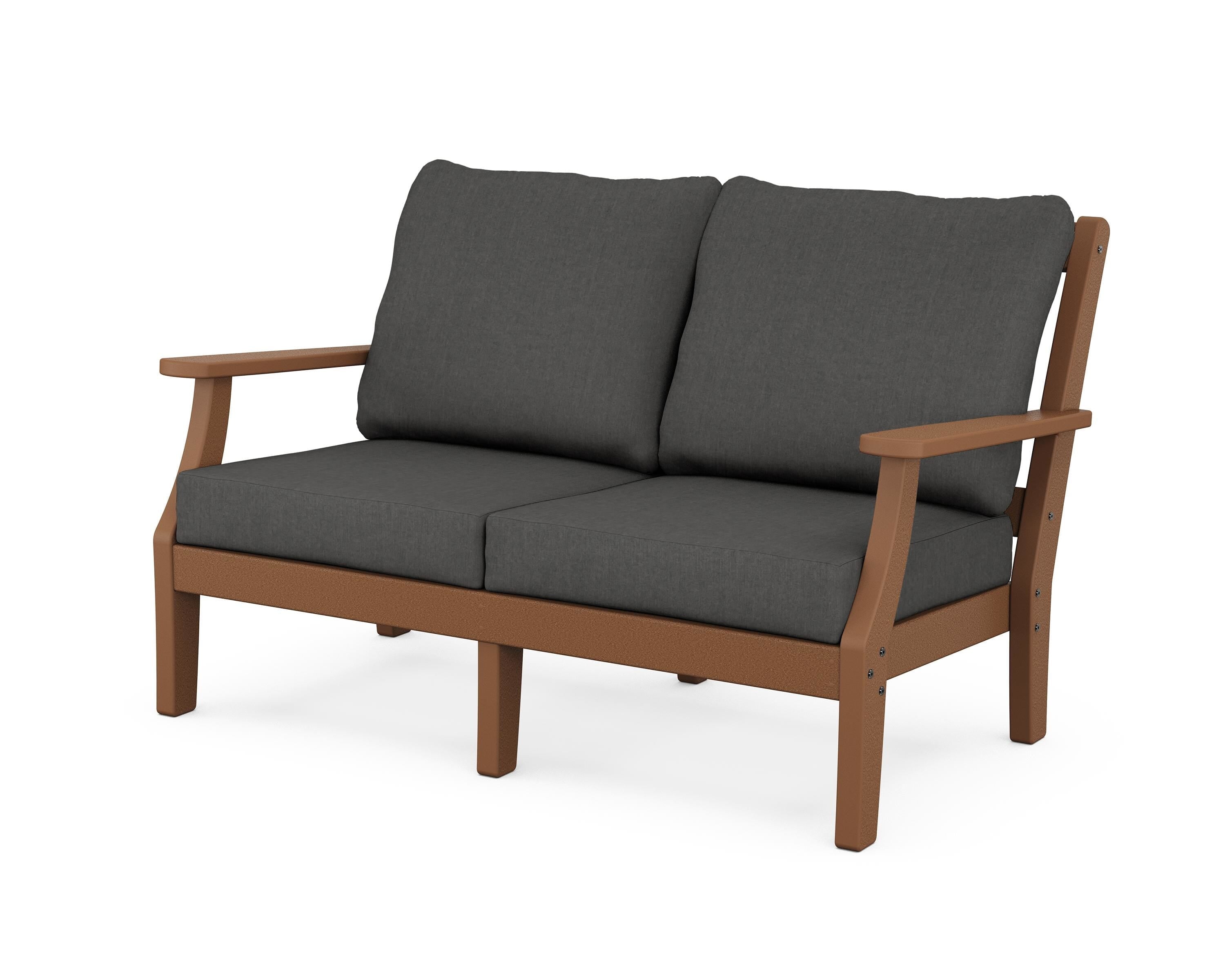 Martha Stewart by POLYWOOD® Chinoiserie Deep Seating Loveseat in Teak / Spectrum Carbon